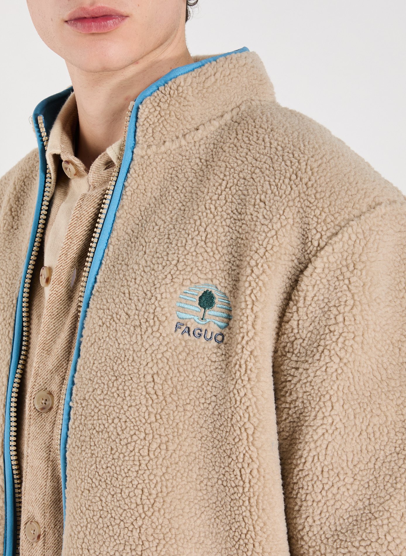 Senonche straight-cut fleece with high collar FAGUO Beige