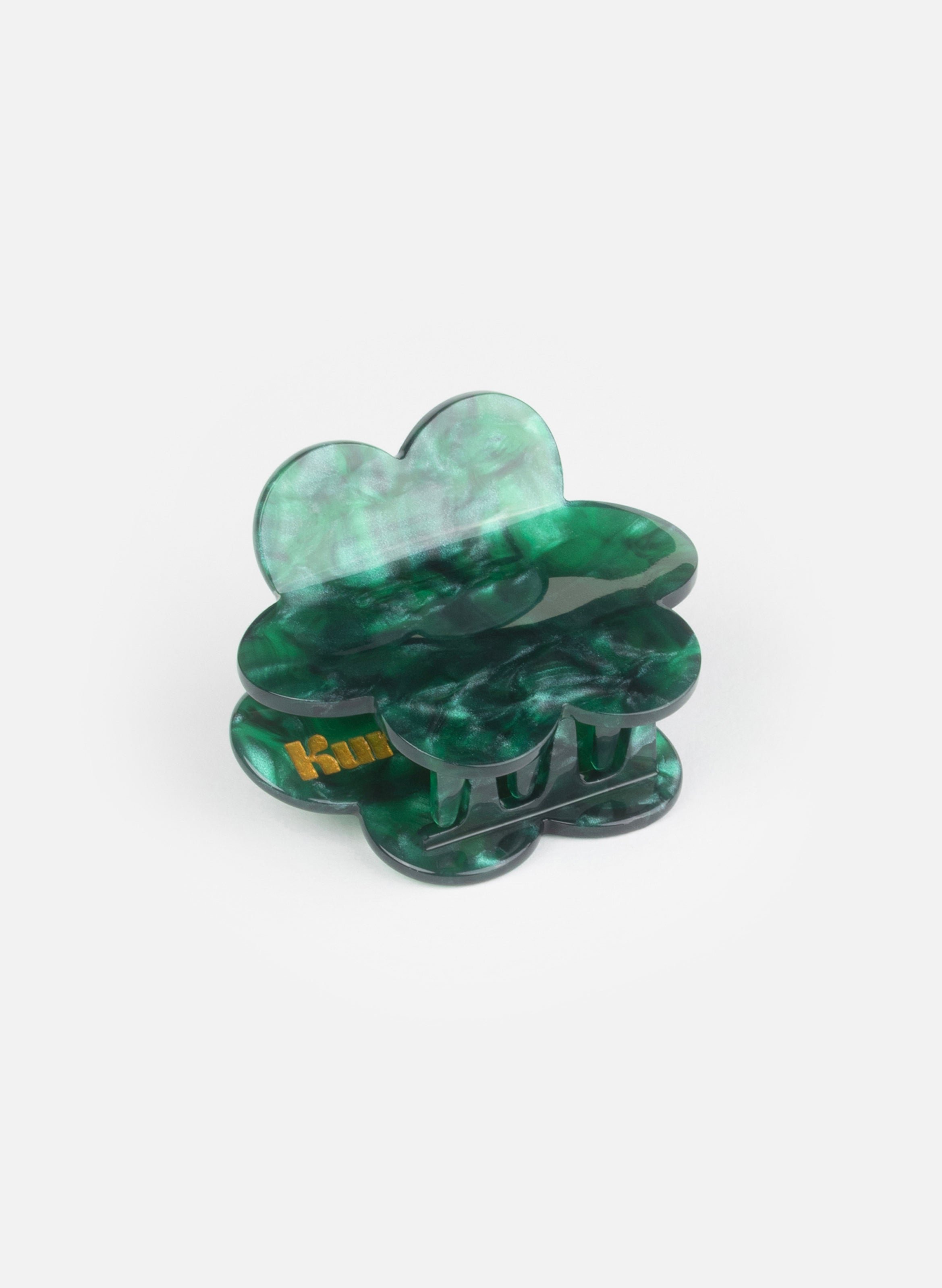 Pince à cheveux fleurette en acétate de cellulose KURAGE GINZA Vert