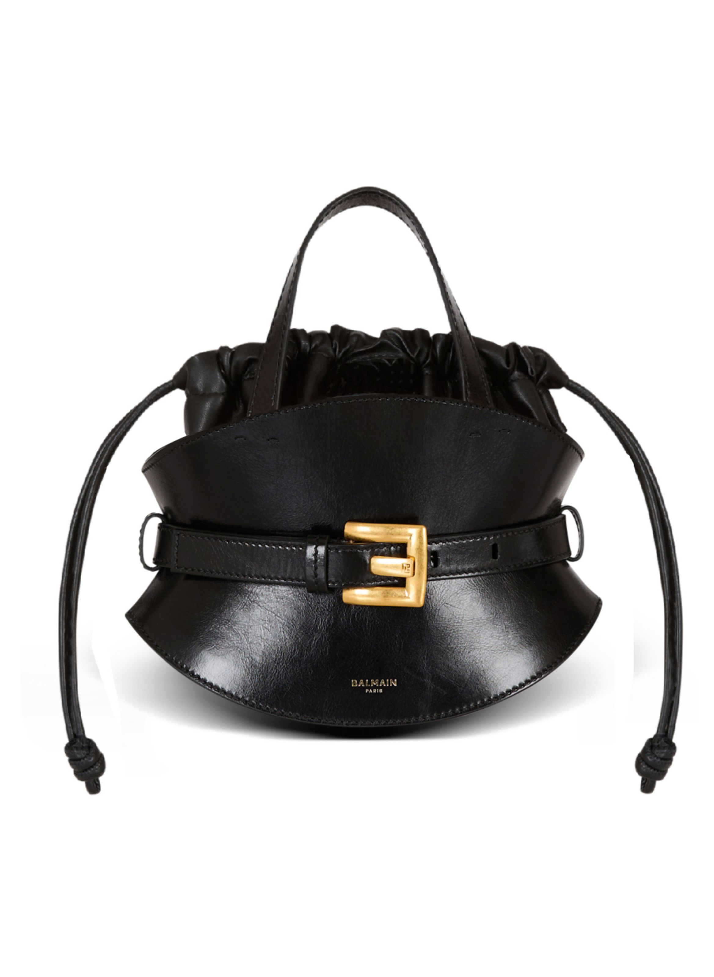 Sac shuffle mini en cuir de veau BALMAIN Noir