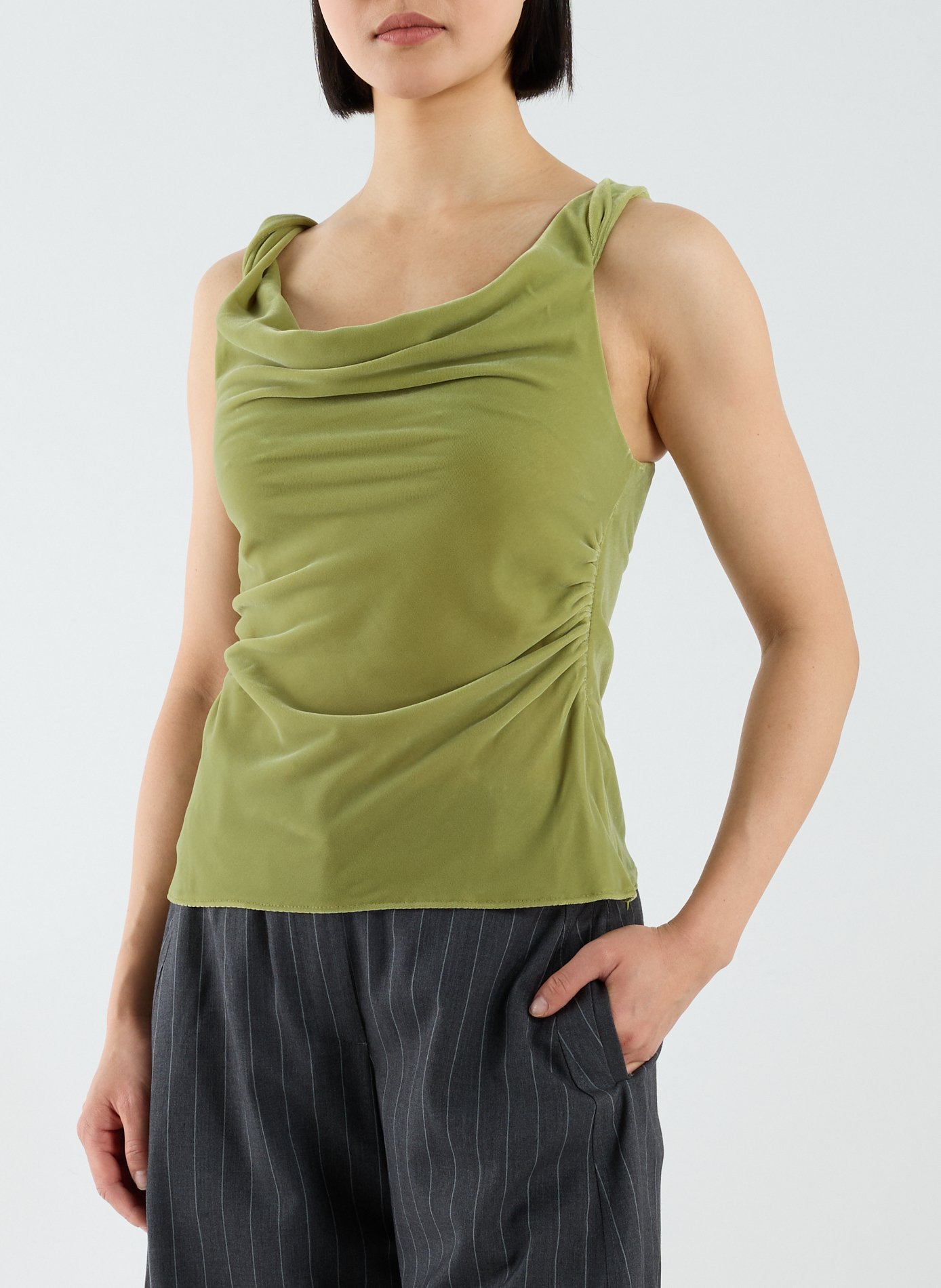 Top sans manches Tsnina en velours TOPSHOP Vert