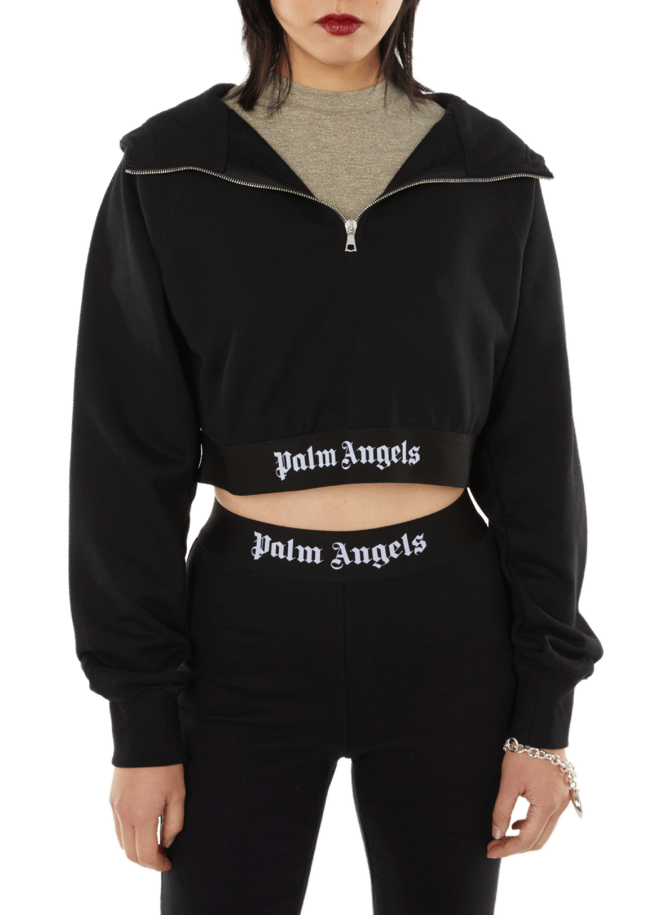 PALM ANGELS Logo Tape hoodie  Black