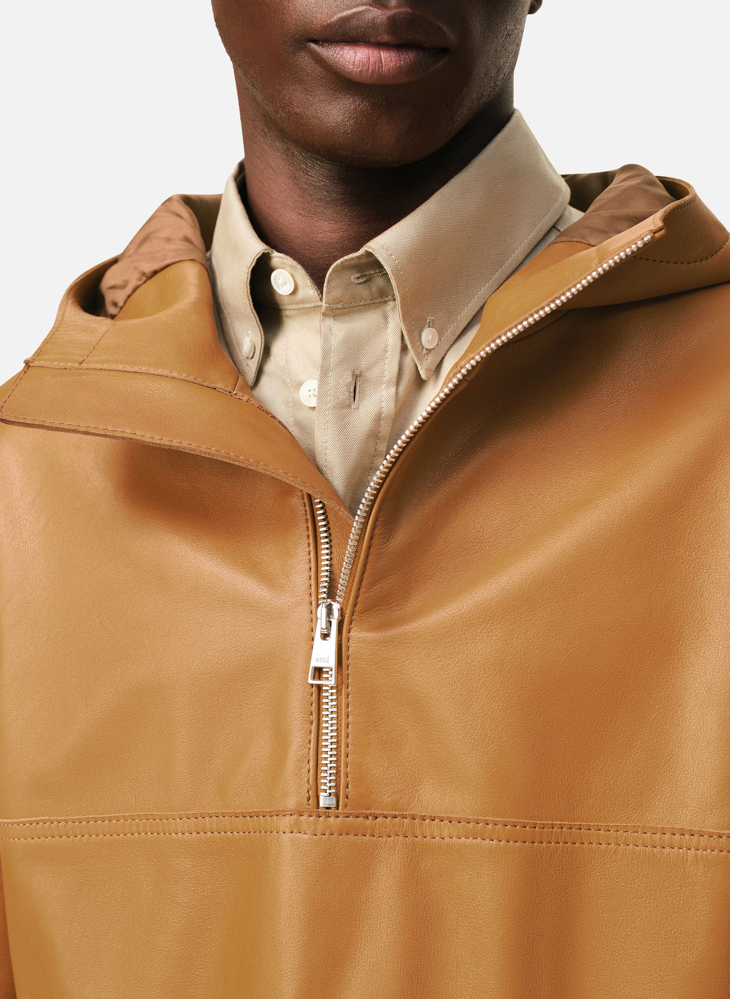 Veste a capuche en cuir de vache AMI PARIS Jaune