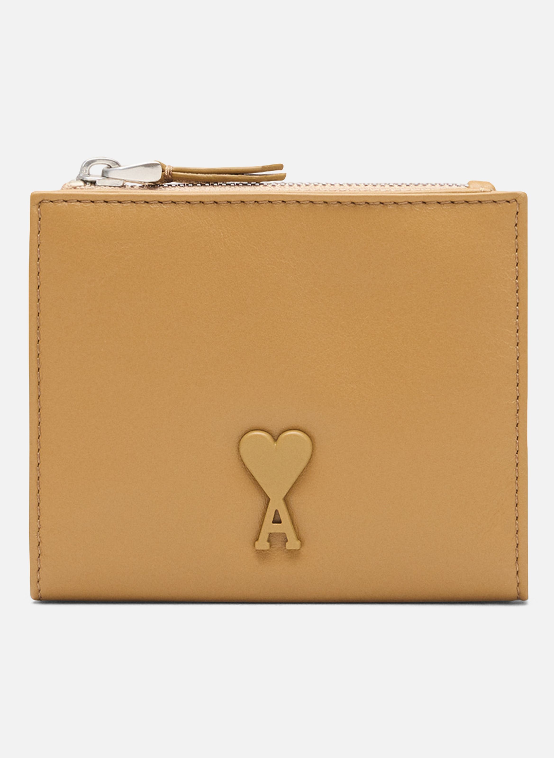 Portefeuille plié voulez vous en cuir lisse unisexe AMI PARIS Jaune