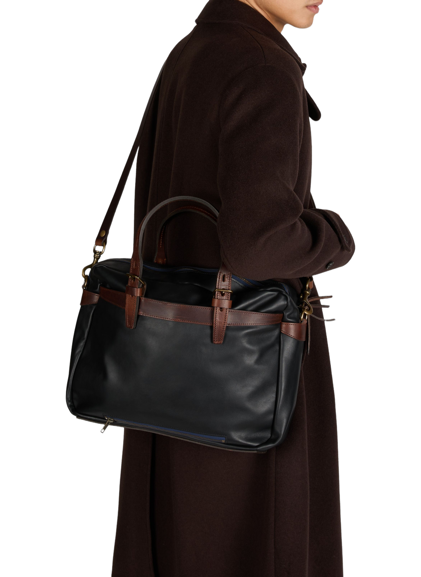 Cow leather Ledger business bag BLEU DE CHAUFFE Black