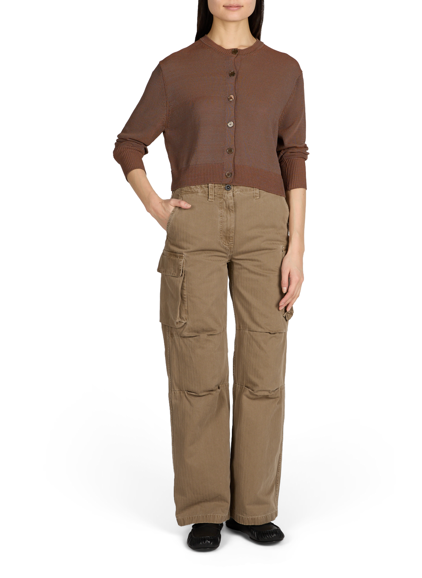 Cardigan côtelé en coton mélangé OUR LEGACY Marron