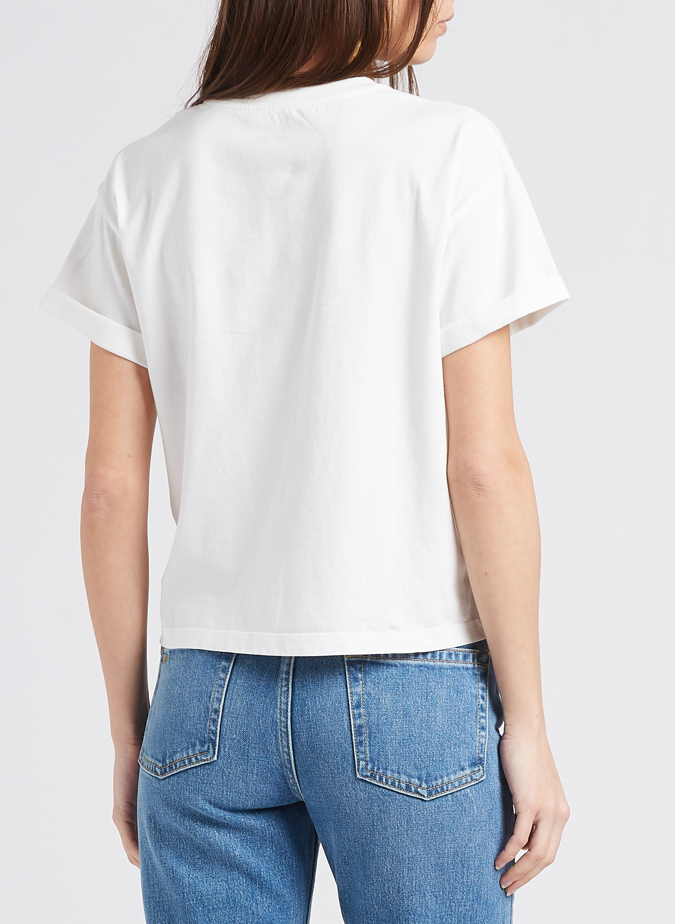 Tee-shirt droit col rond en coton rosie Beige