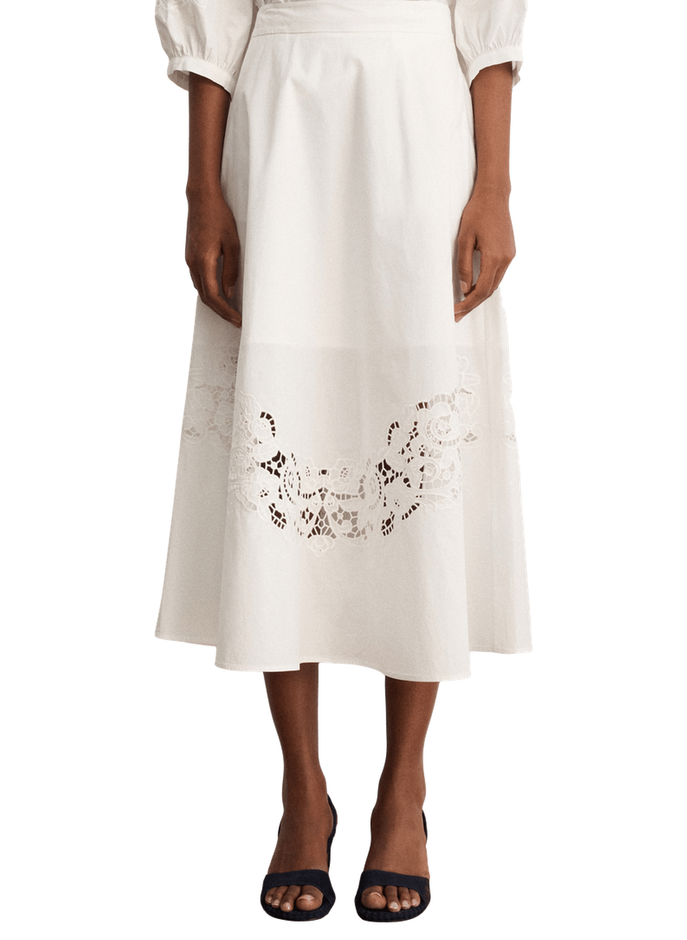 Jupe longue en coton à broderies - naomi PABLO Blanc