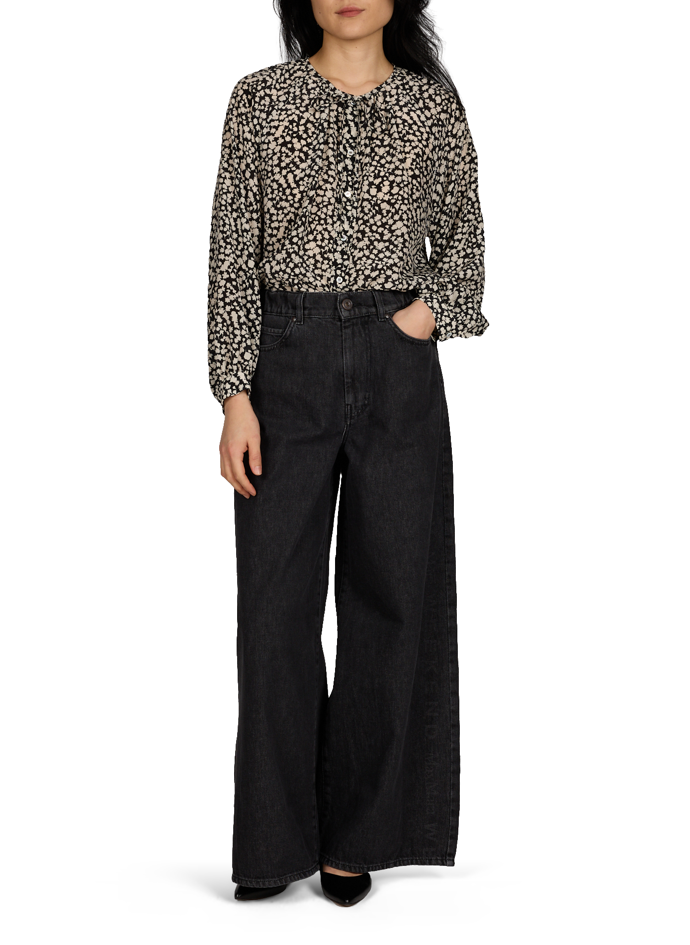 High-waisted wide-leg jeans MAX MARA WEEK END Black