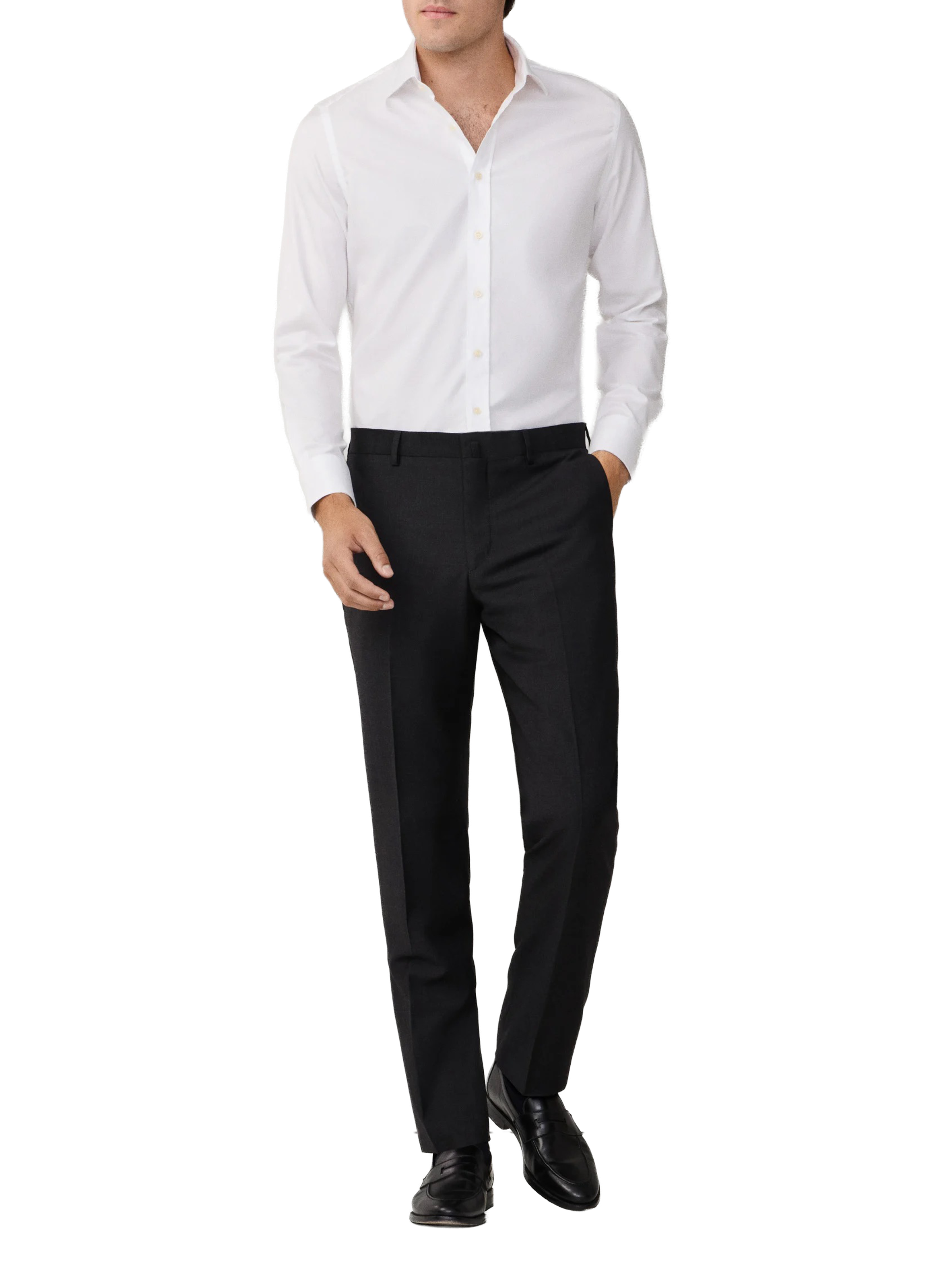 Pantalon de costume ajusté en laine HACKETT Gris