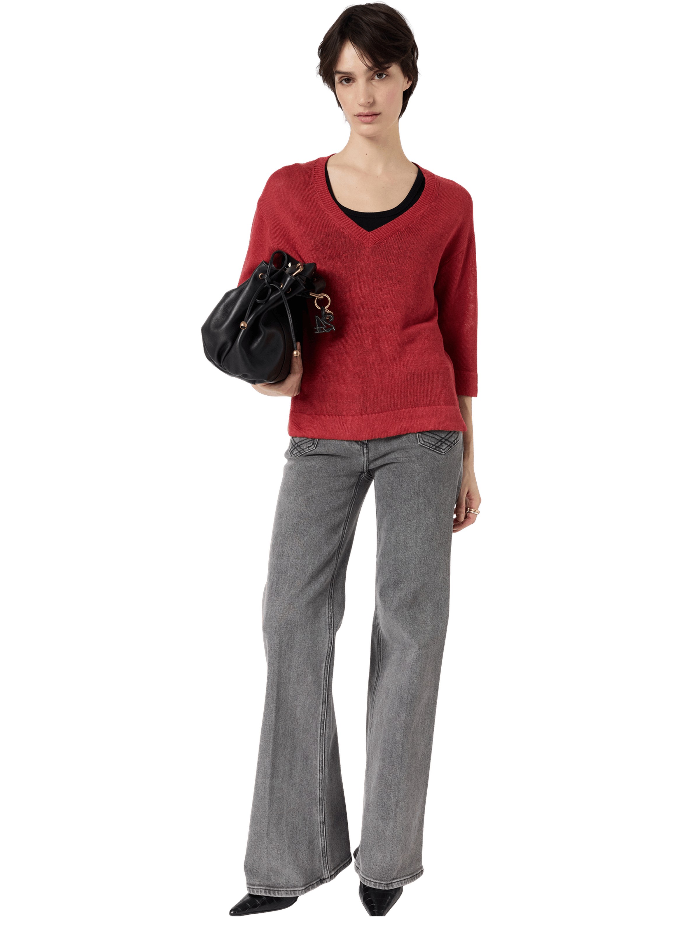Pull v ample en lin - lylou GERARD DAREL Rouge
