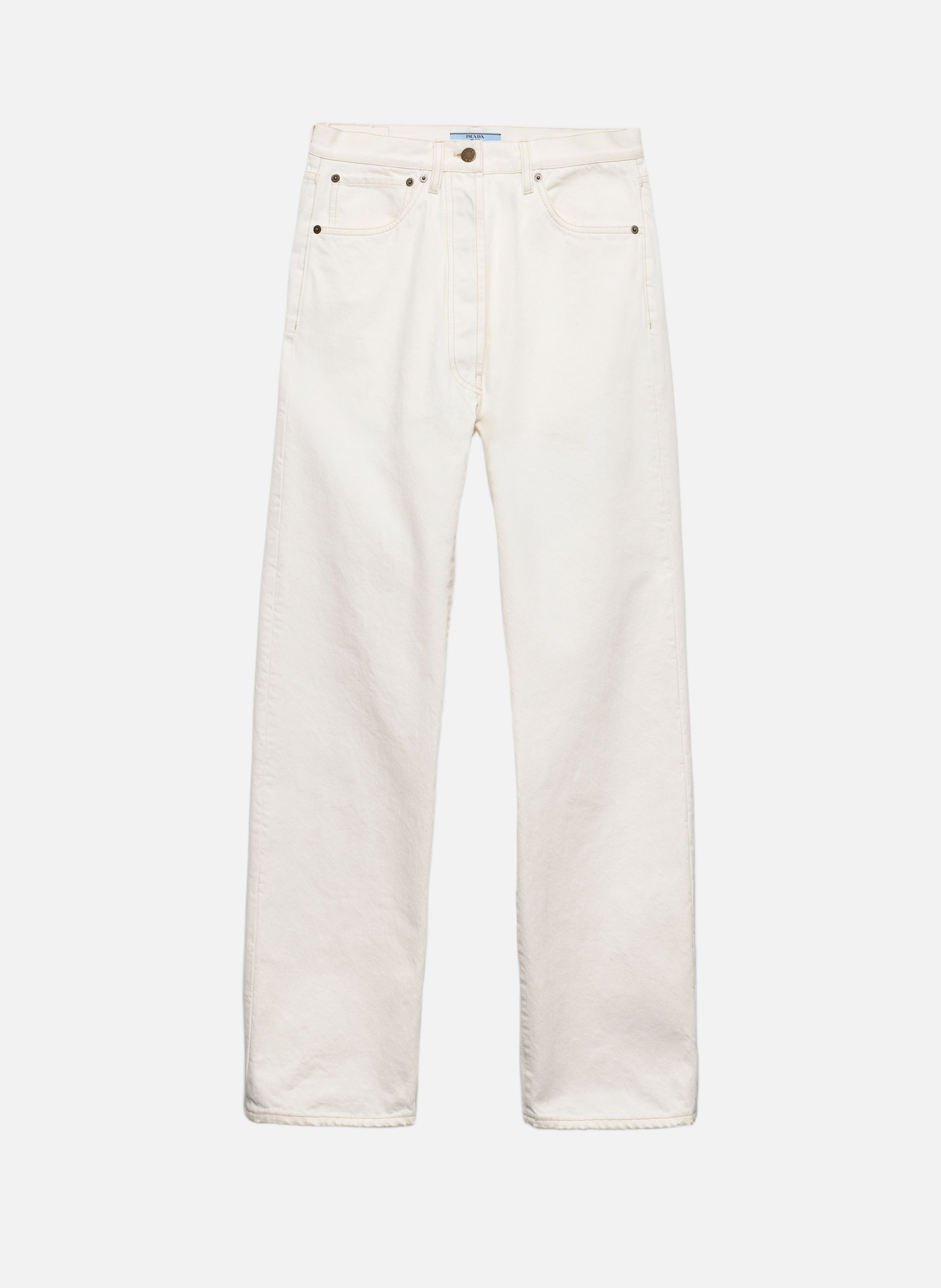 Jean cinq poches en vieux denim PRADA Blanc