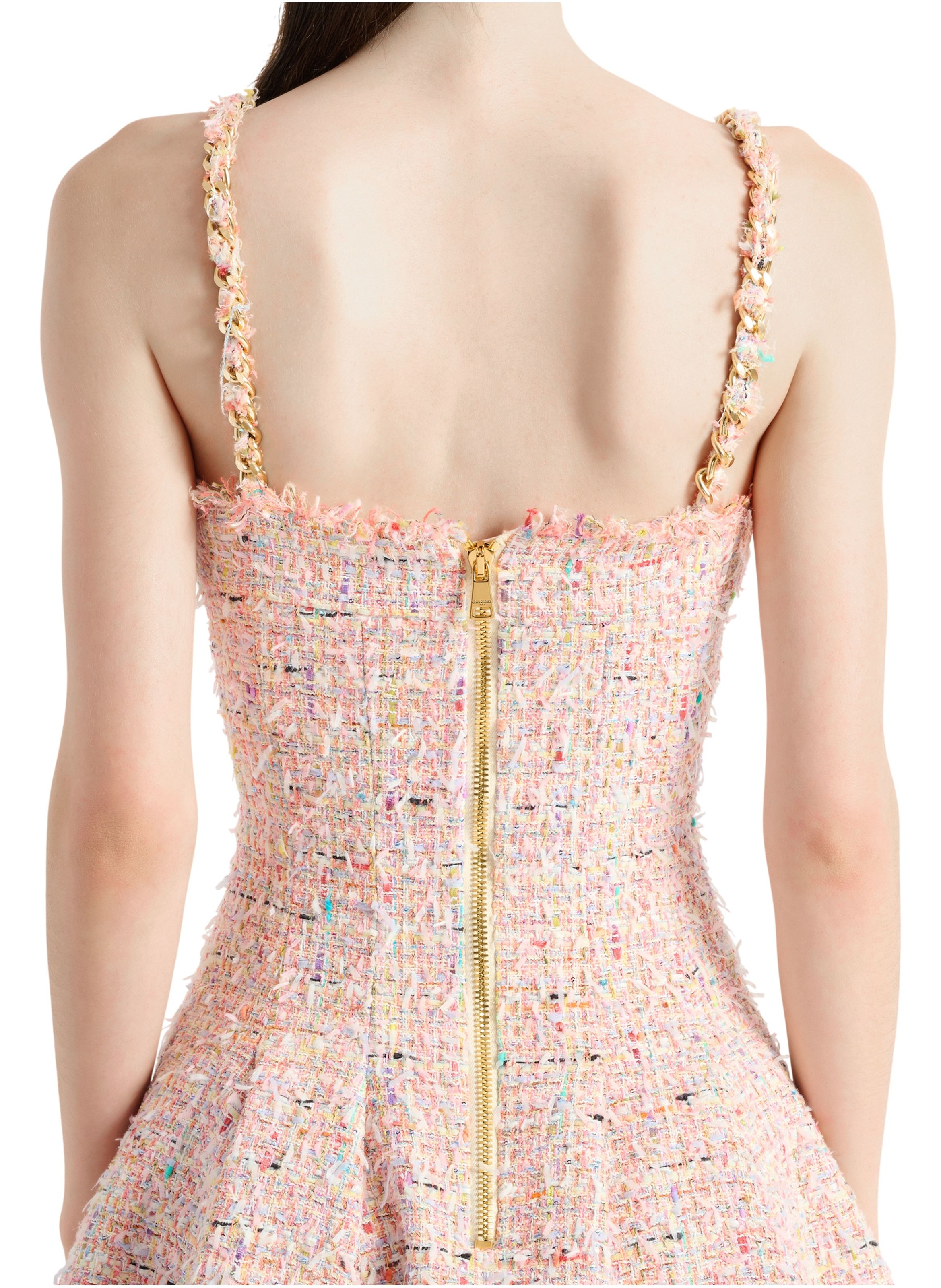Robe patineuse en tweed BALMAIN Rose
