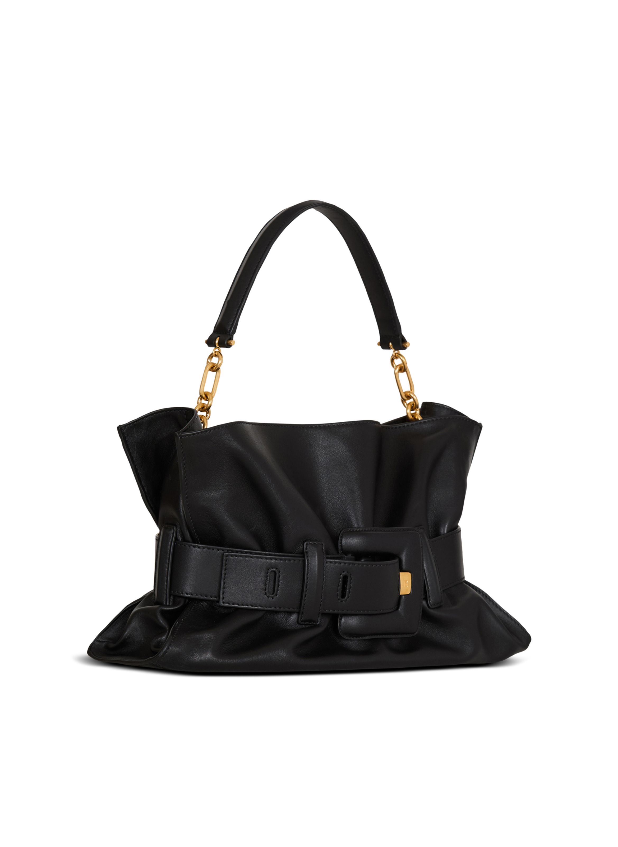 Sac anthem medium en cuir lisse BALMAIN Noir
