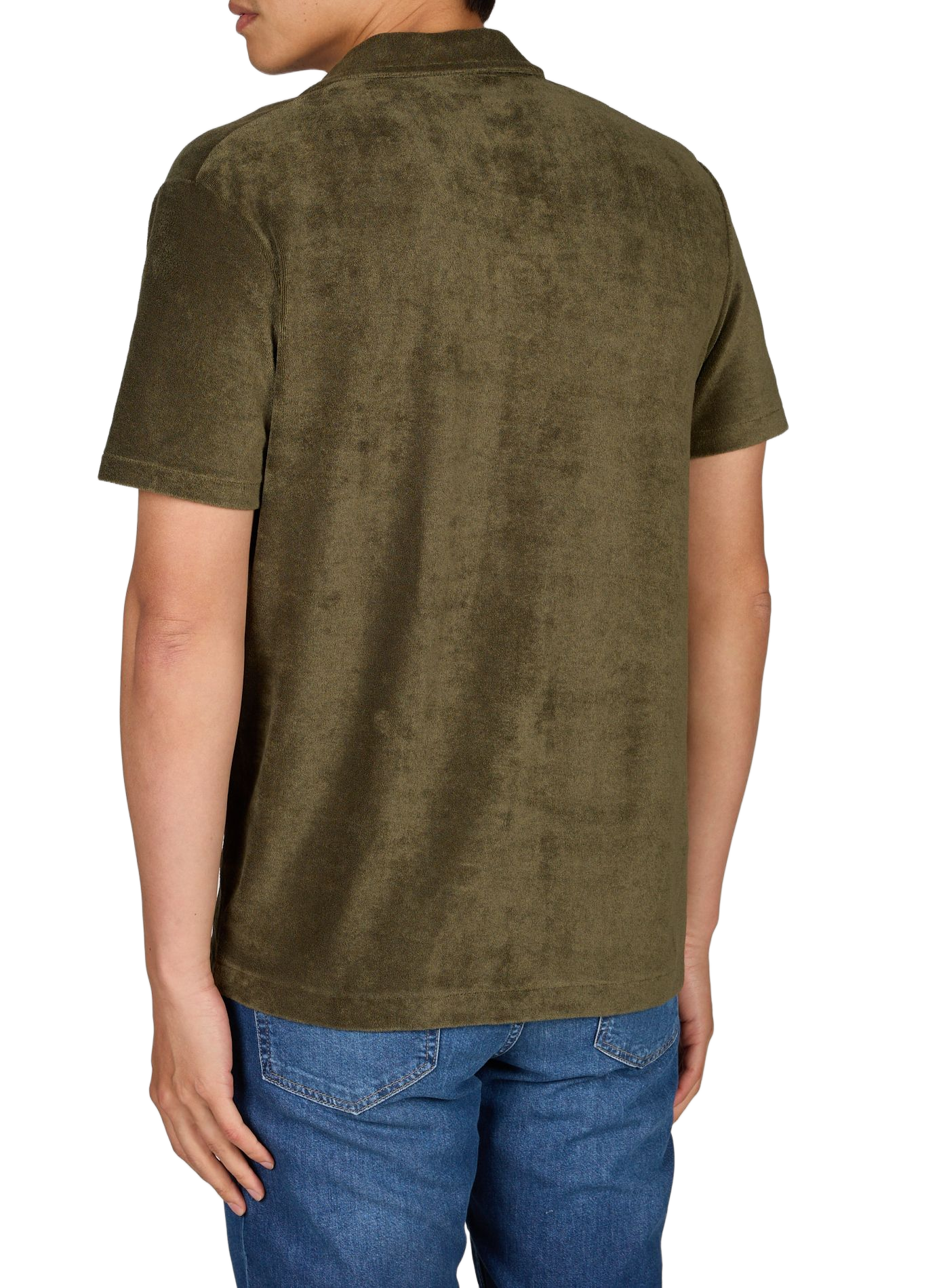 Short-sleeved cotton blend terry cloth polo STRELLSON Khaki
