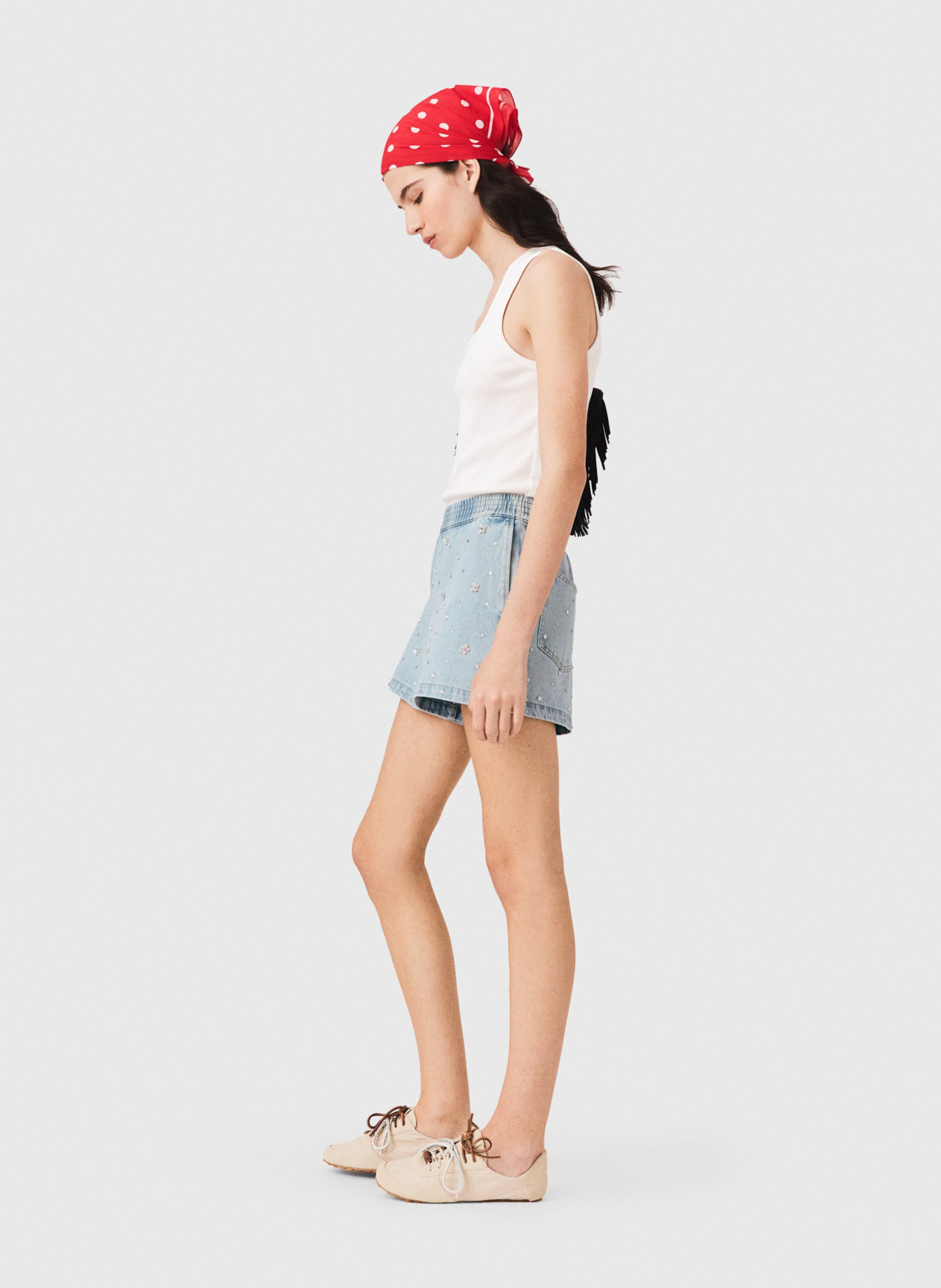 Short droit en coton MAJE Bleu