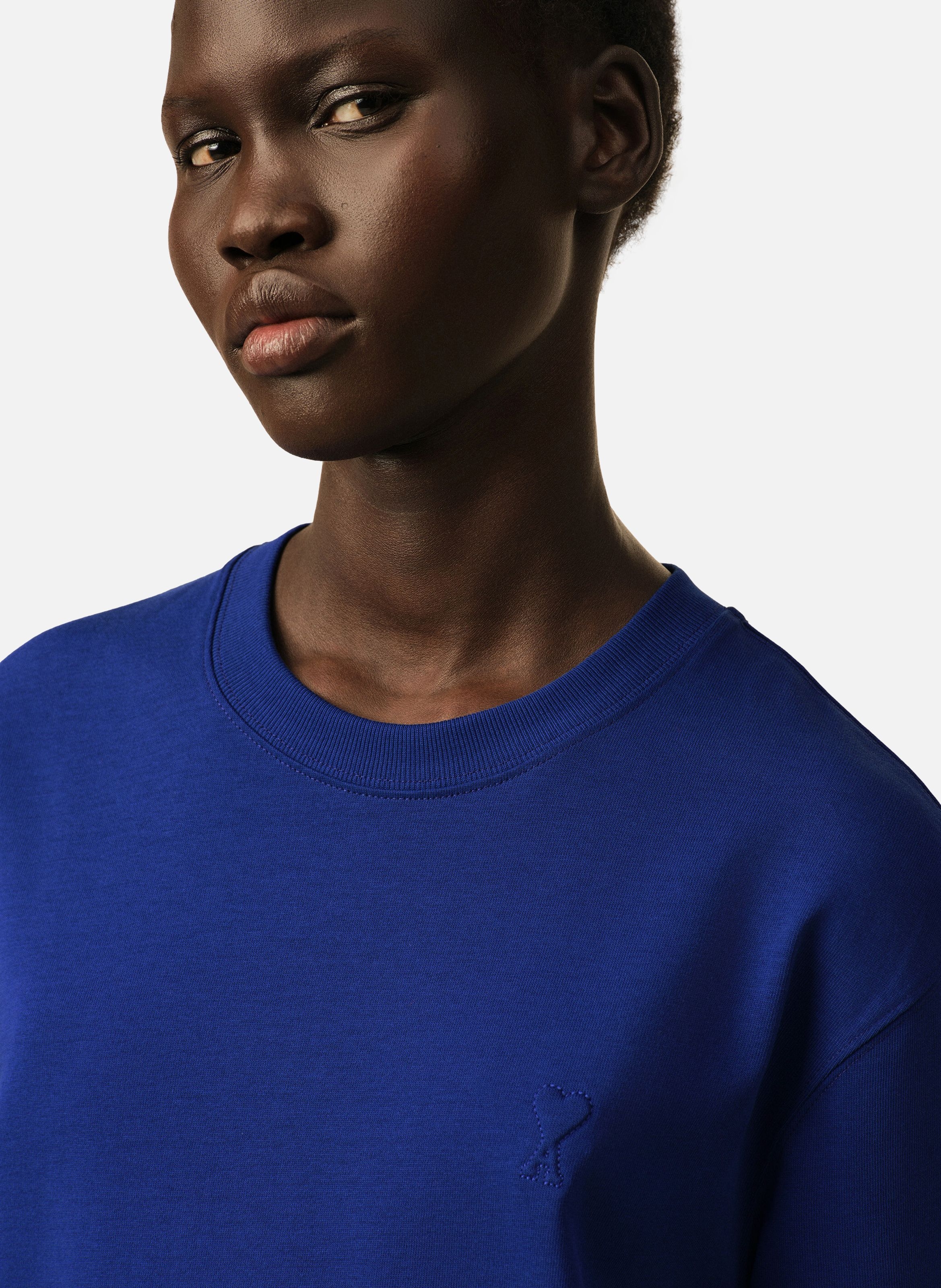 T-shirt unisexe en coton ami de coeur embossé AMI PARIS Bleu