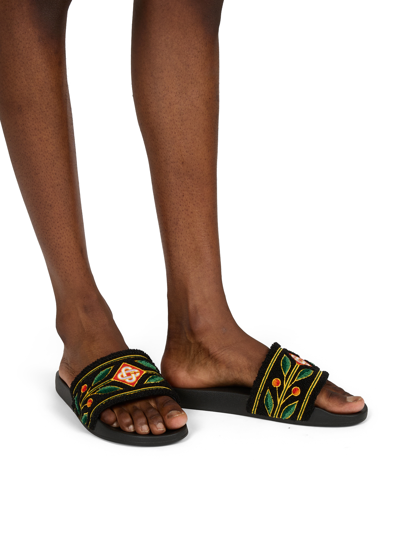 Embroidered logo terry cloth slide CASABLANCA PARIS Black