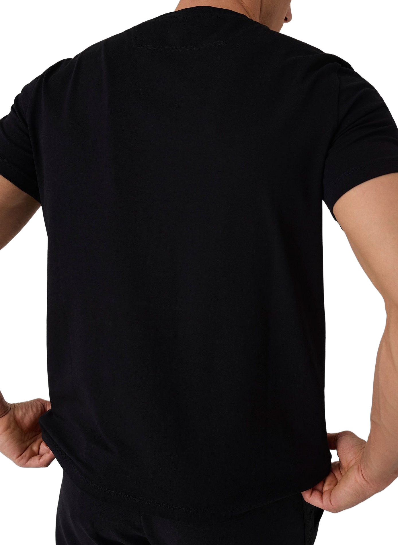 Round neck t-shirt with embroidered logo in blended cotton GUESS Black