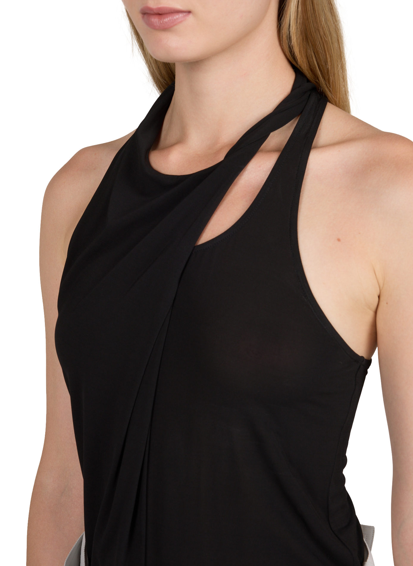 Top con superposición drapeada y torsionada HELMUT LANG Negro