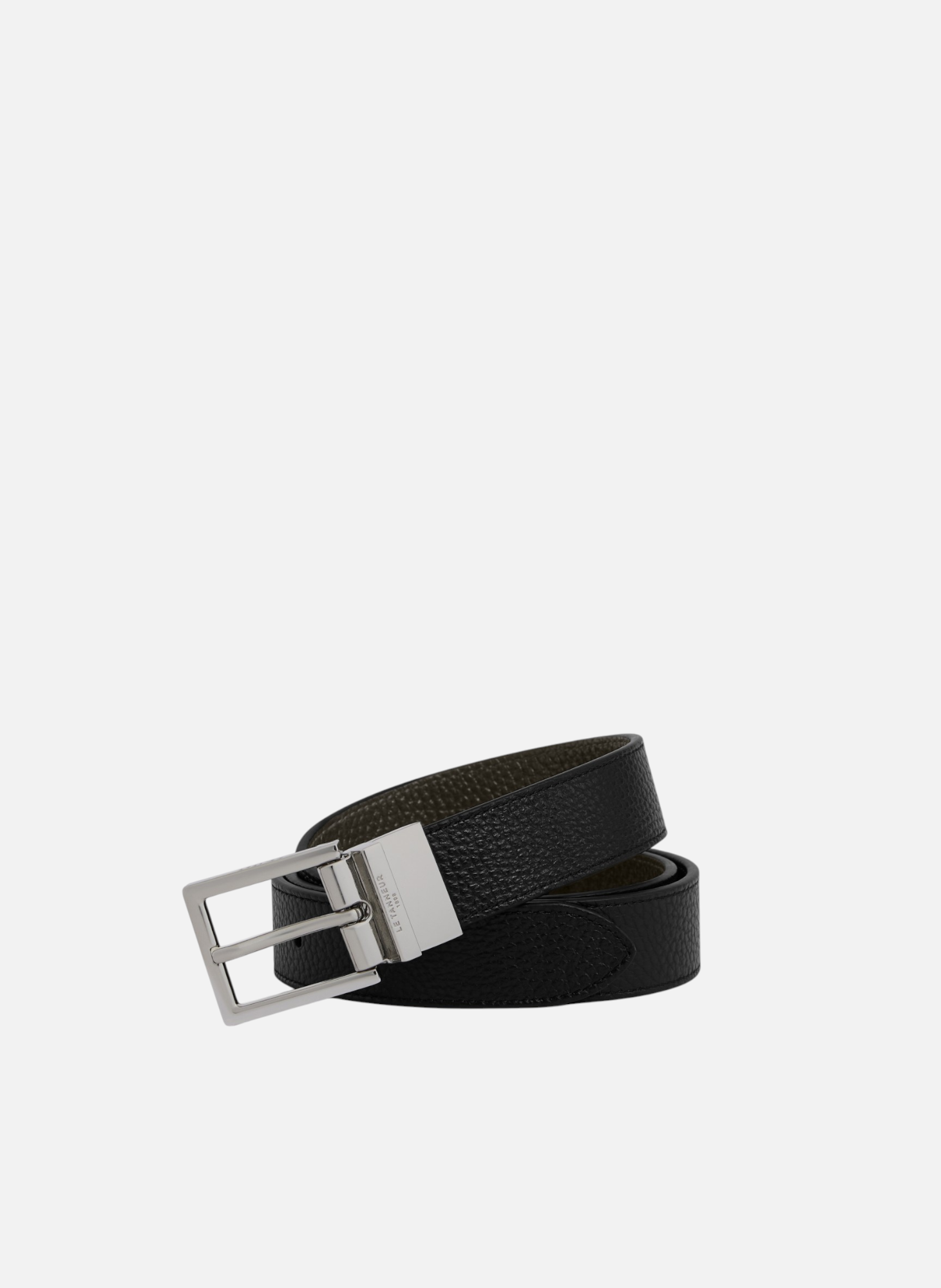 Ceinture réversible avec boucle rectangle en cuir grainé LE TANNEUR Noir