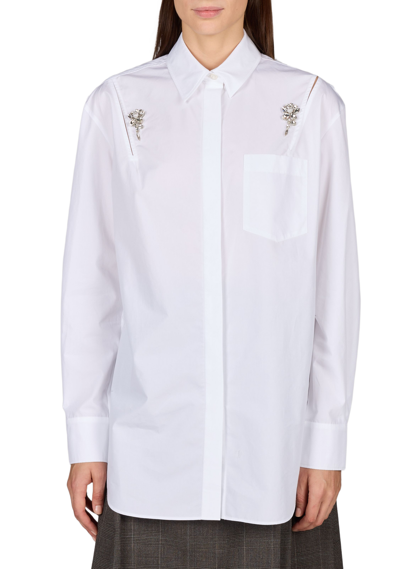 Camicia ampia con gioielli in cotone SIMONE ROCHA Bianco