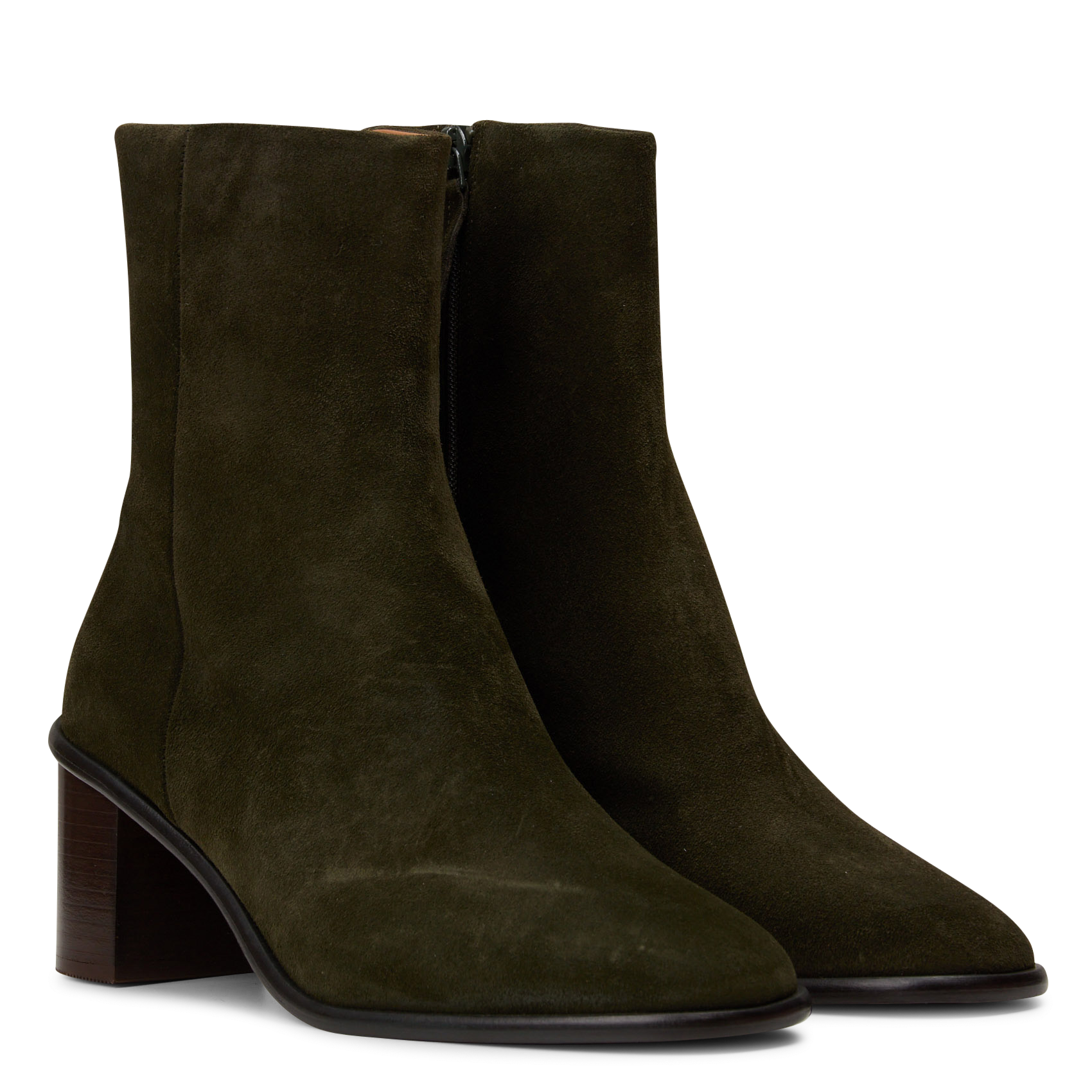 Bottines zippées en cuir velours dada ANTHOLOGY Vert