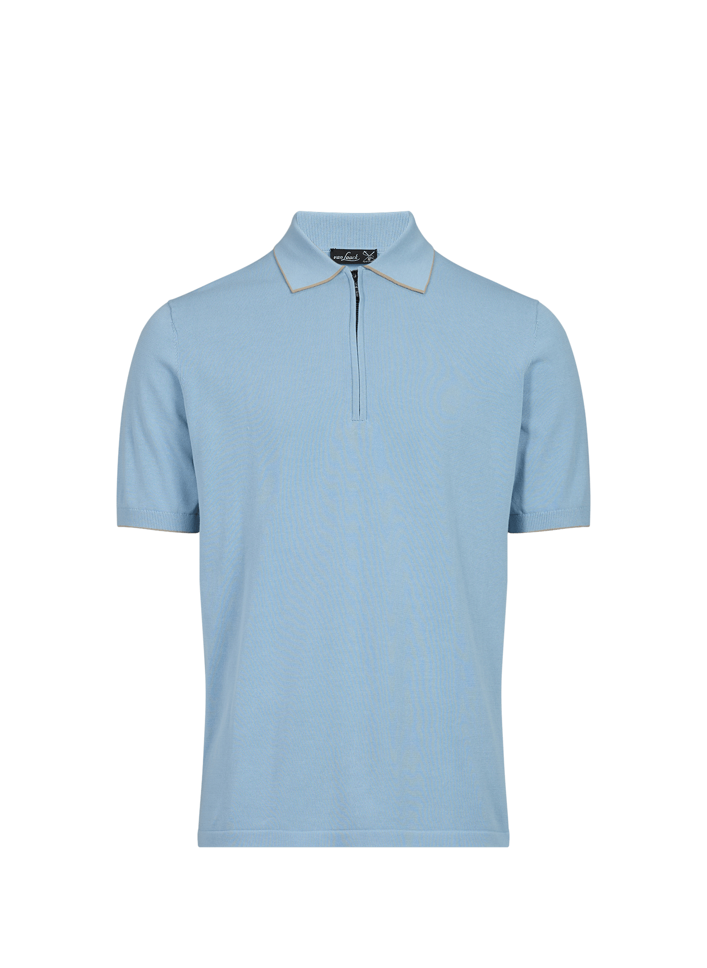 Polo with zip straight collar plain VAN LAACK Blue
