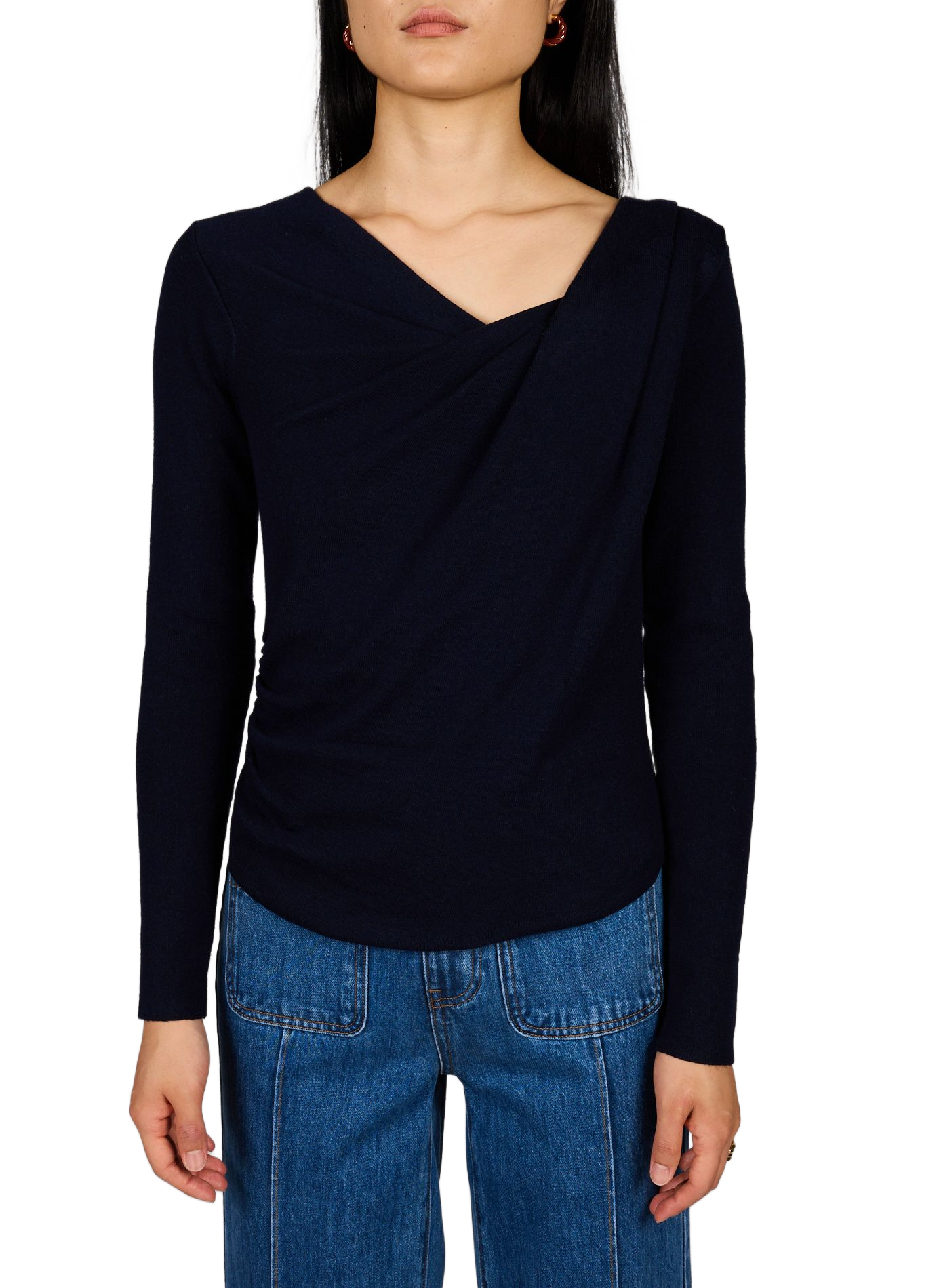 Angepasster Pullover mit gerafftem Kragen SUNCOO Blau