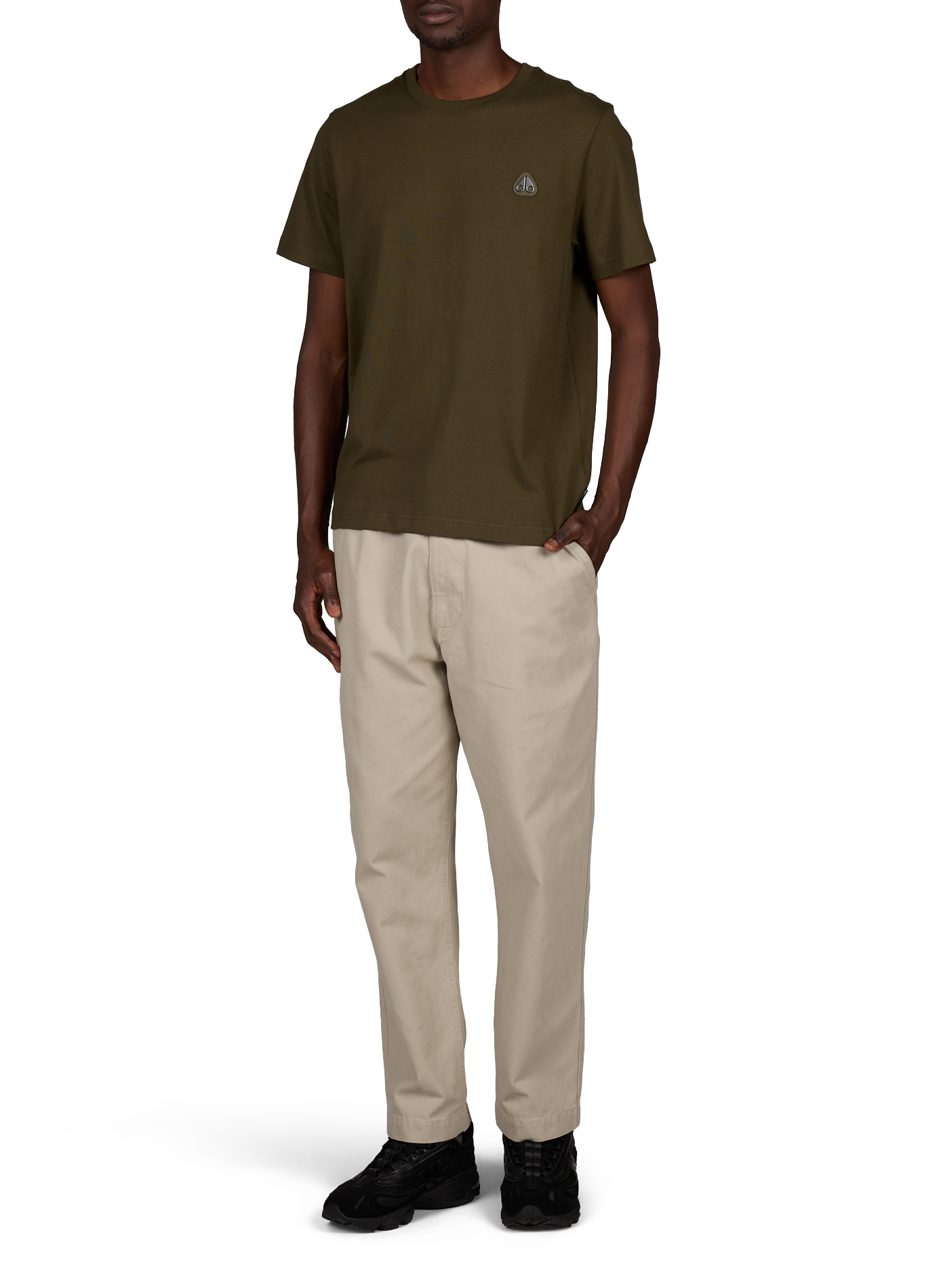 Round-neck cotton T-shirt MOOSE KNUCKLES Khaki