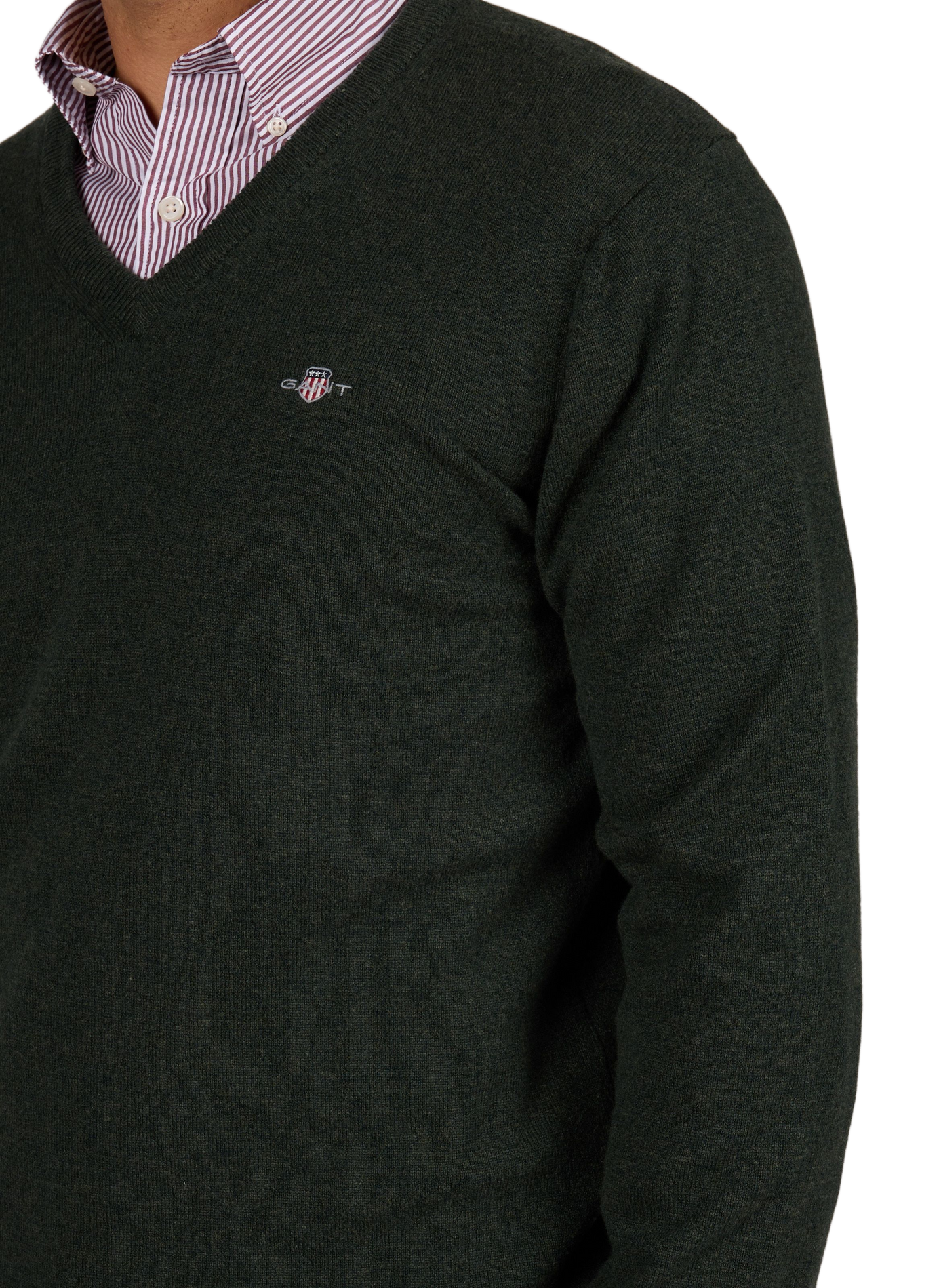 Straight V-neck Merino wool sweater GANT Green