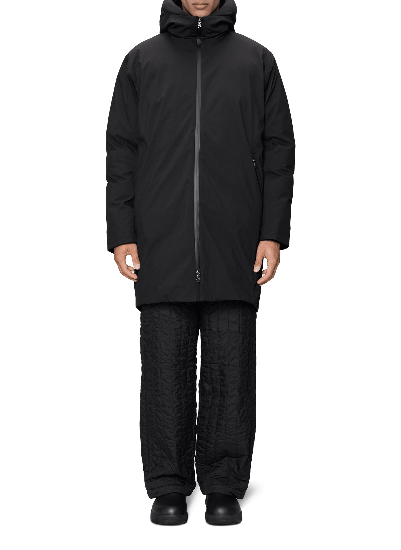 Sarna Long straight hooded parka RAINS Black