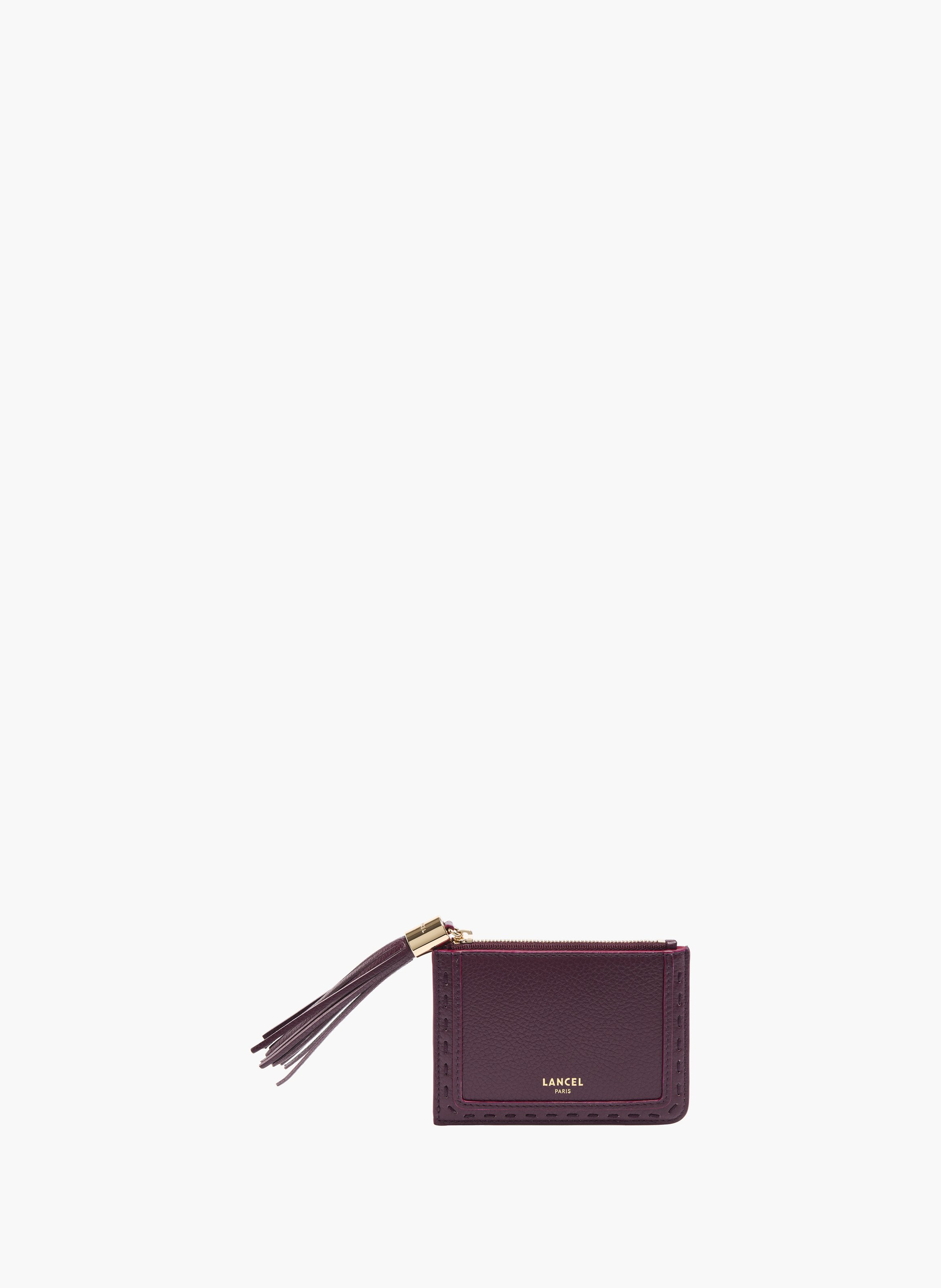 Porte-carte à fermeture éclair lancel avec soufflet en cuir de vachette grainé. LANCEL Vert