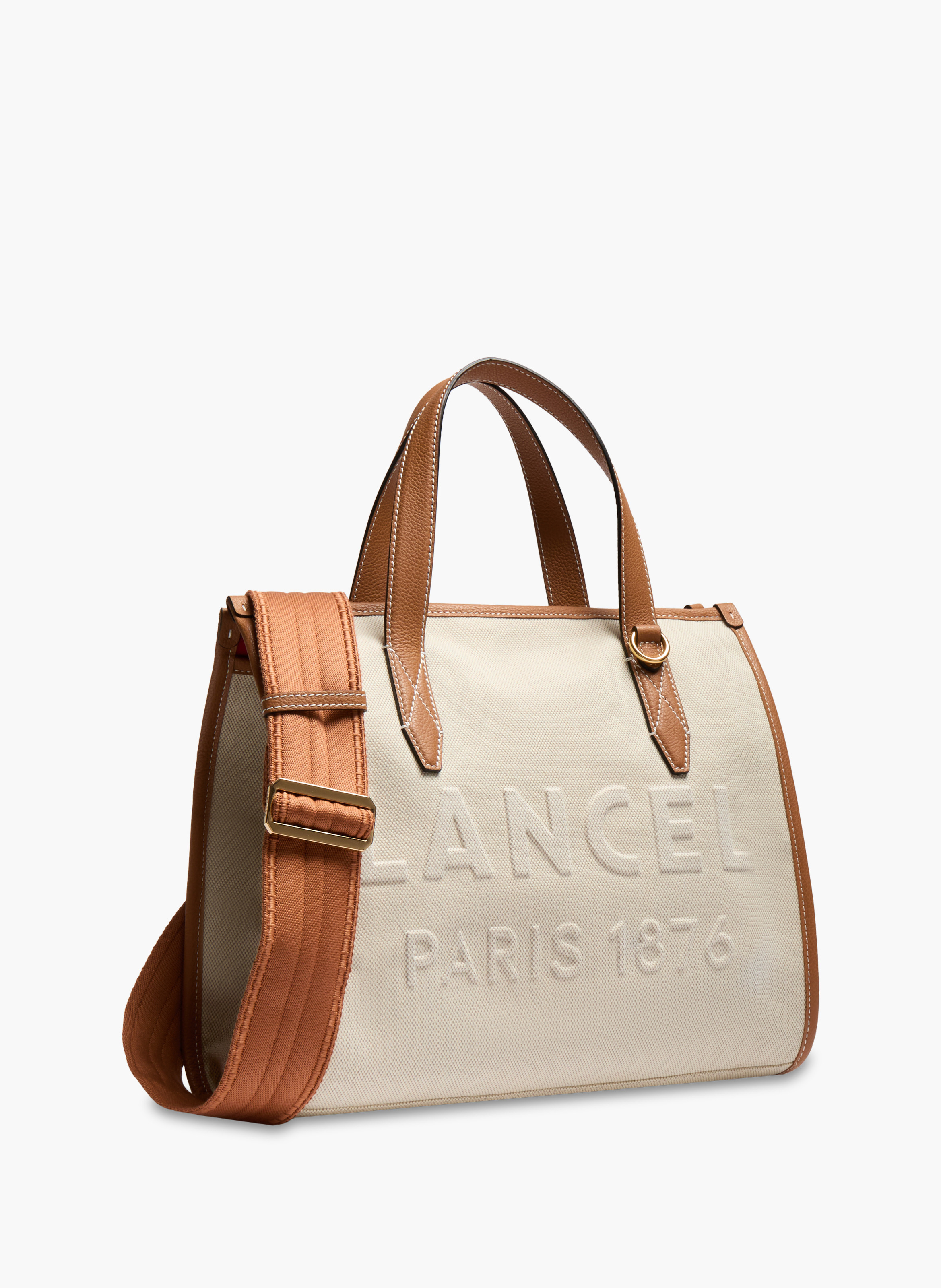 Sac cabas zippé m double porté jour de lancel en coton LANCEL Beige