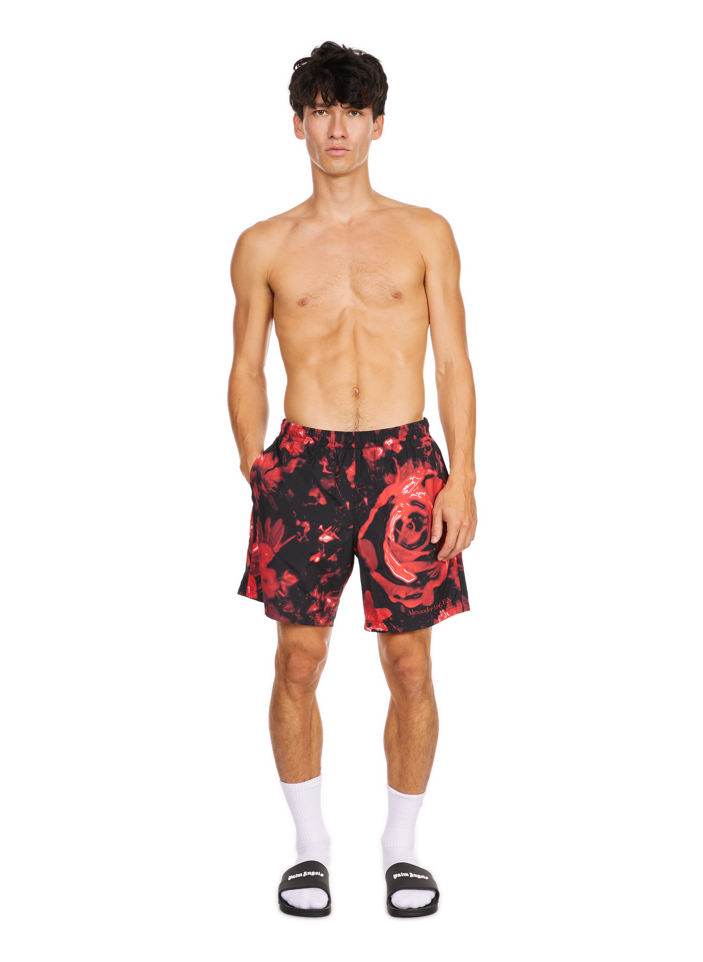 Short de bain imprimé ALEXANDER MCQUEEN Noir