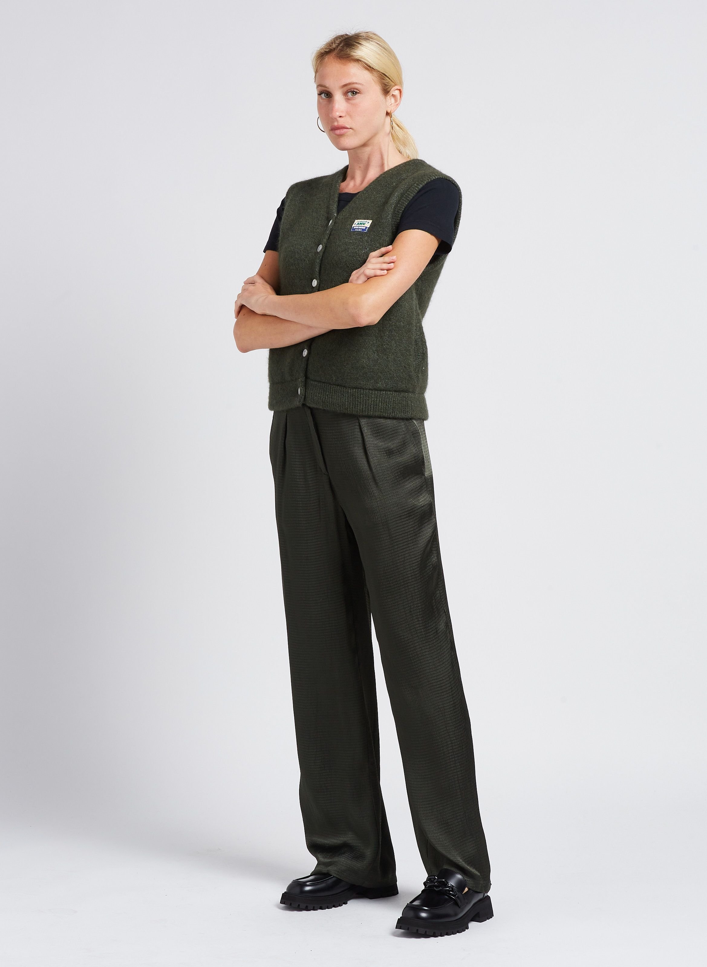 Tee-shirt court col rond en coton gamipy AMERICAN VINTAGE Noir