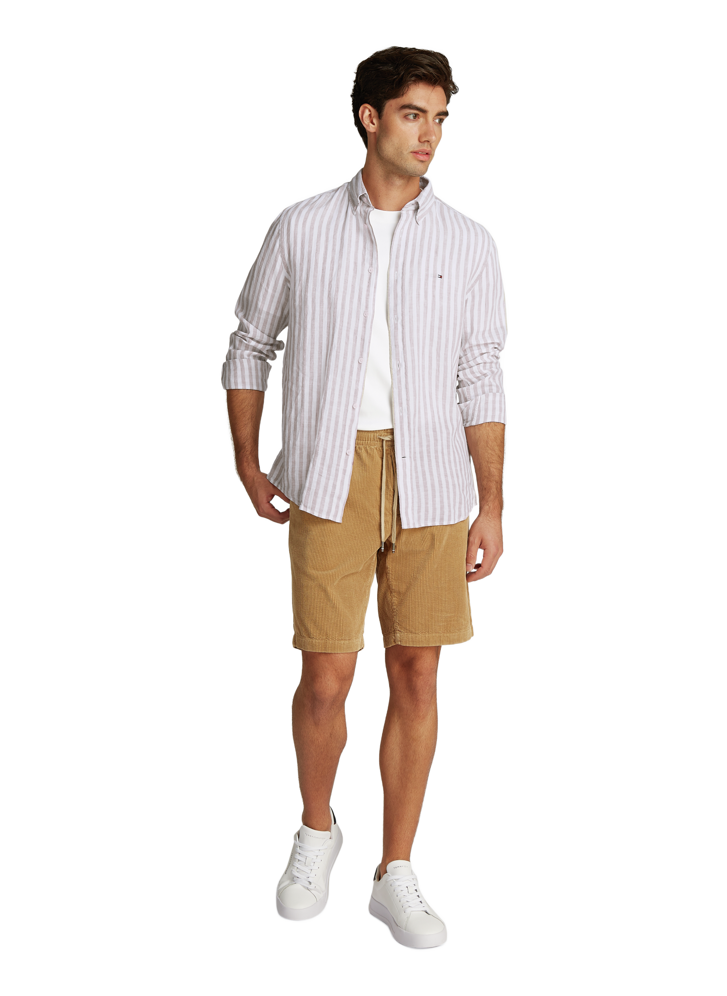 Chemise rayée en lin TOMMY HILFIGER Beige