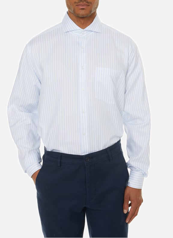 Chemise droite rayée en coton Bleu by SEIDENSTICKER SEIDENSTICKER Chemise droite rayée en coton Bleu