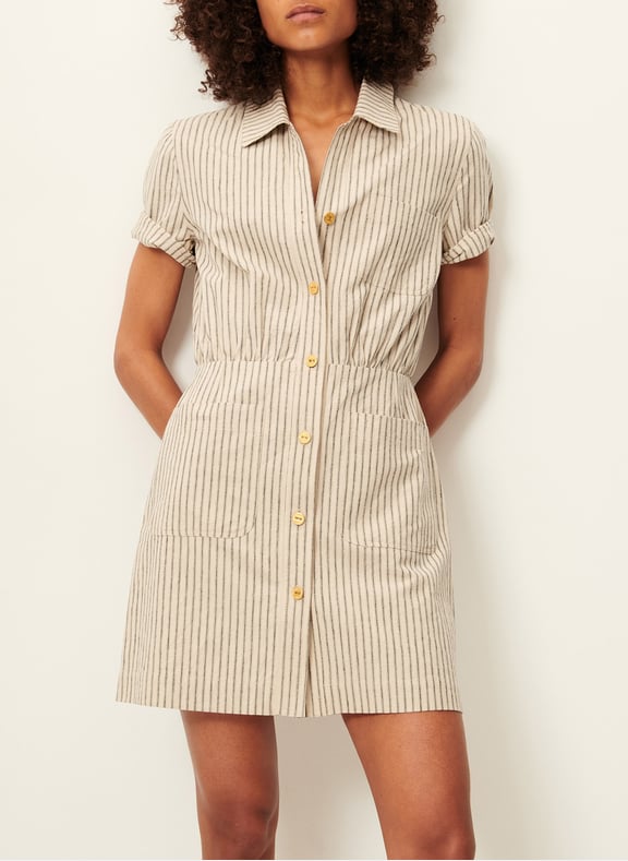 Robe courte col classique en lin mélangé coton tanohi Beige by SESSUN SESSUN Robe courte col classique en lin mélangé coton tanohi Beige