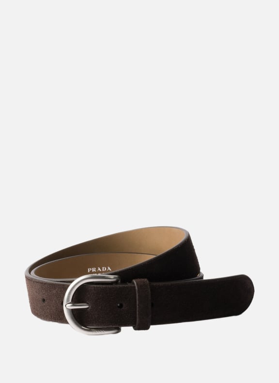 Ceinture en veau velours Marron by PRADA PRADA Ceinture en veau velours Marron