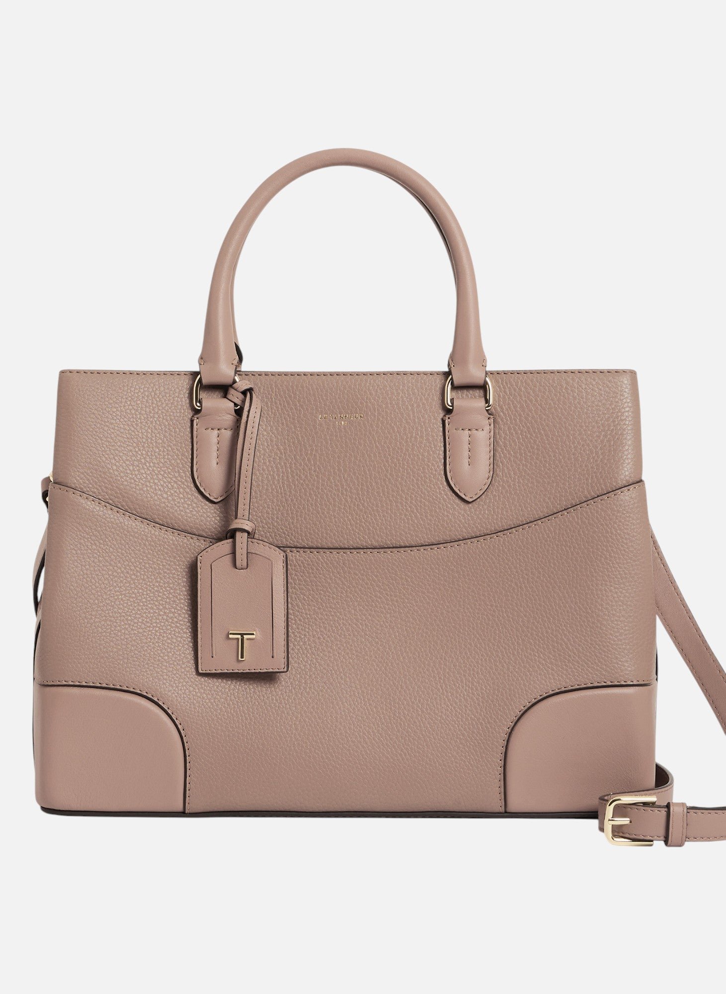 Grand sac à main romy en cuir grainé et lisse LE TANNEUR Gris