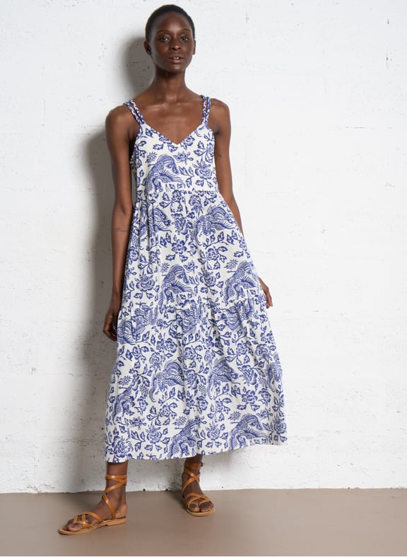 Robe longue imprimée à bretelles louka Bleu by MAISON 123 MAISON 123 Robe longue imprimée à bretelles louka Bleu
