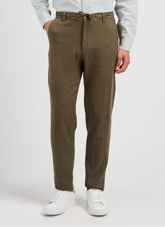 Pantalon slim et fuselé en lin mélangé Vert by SELECTED SELECTED Pantalon slim et fuselé en lin mélangé Vert