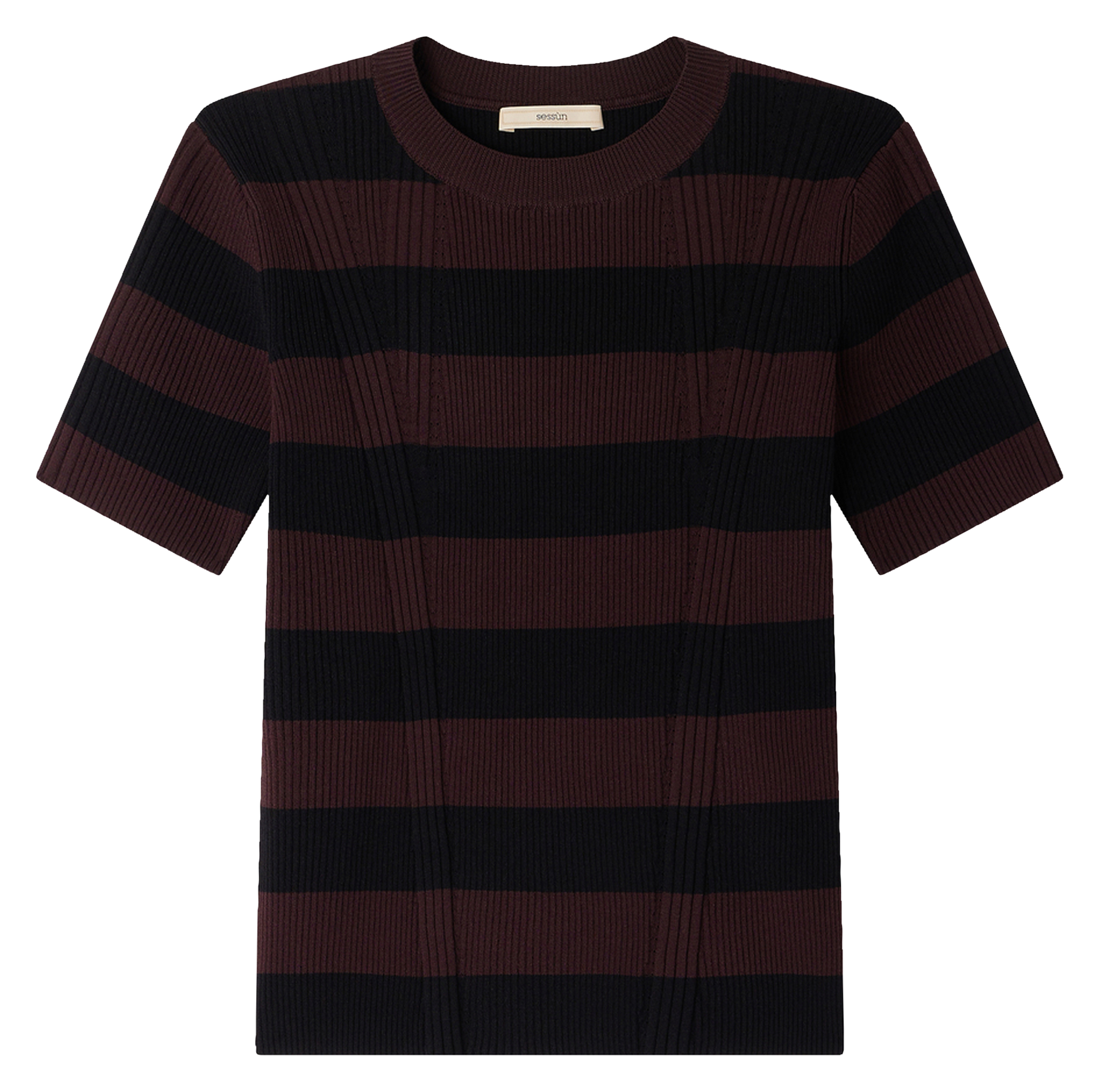 Tee-shirt ajusté en maille rayée regina SESSUN Noir