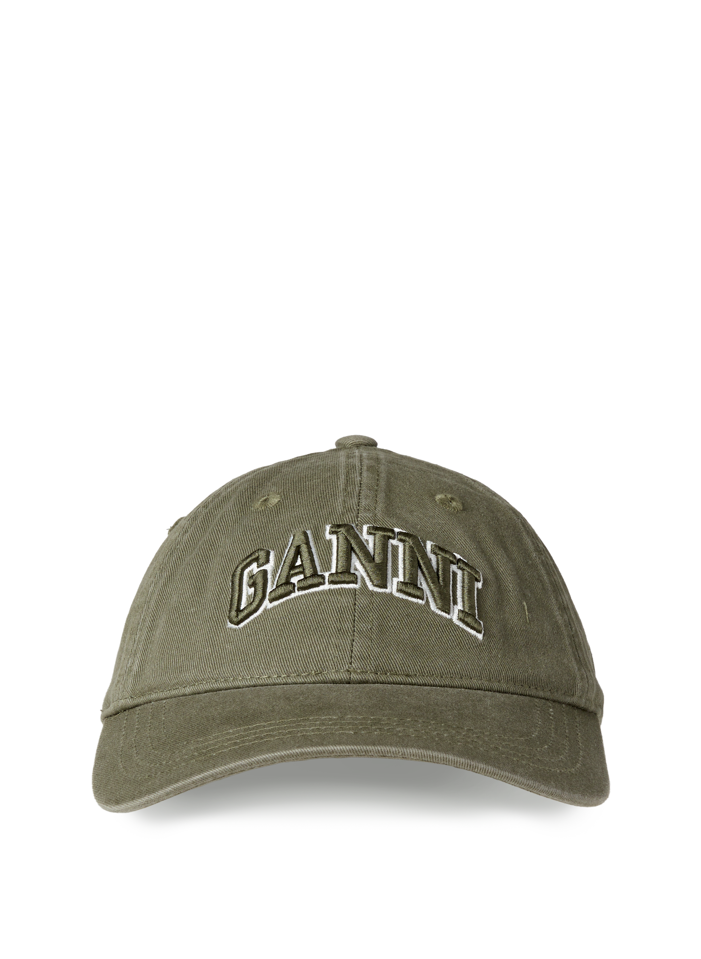 : Casquette en coton à logo brodé GANNI Kaki