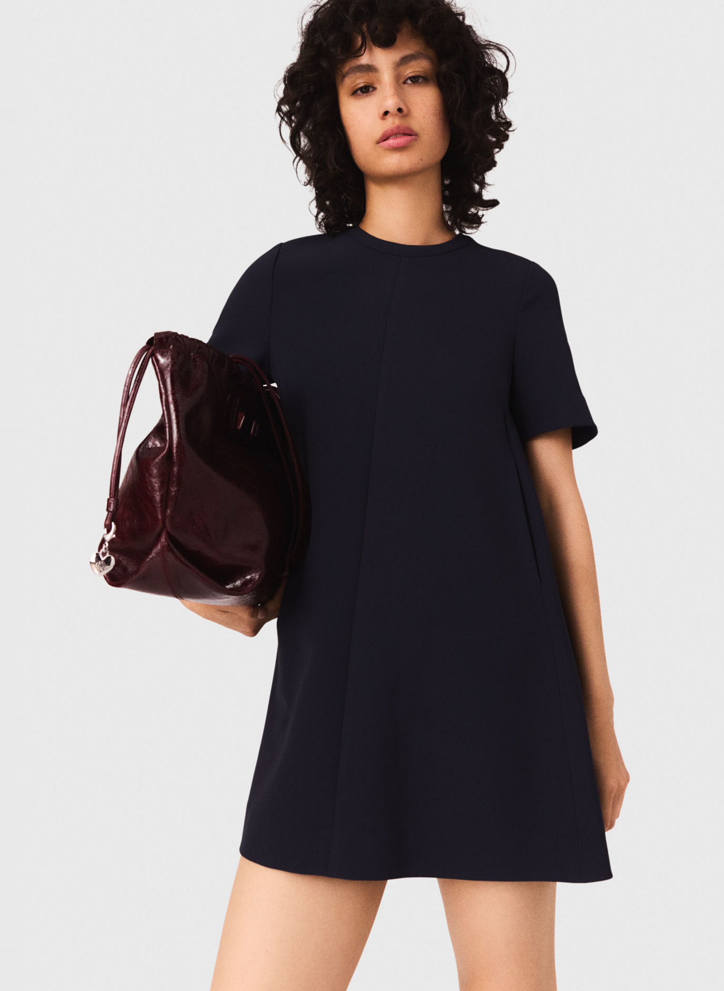 Robe courte col rond Bleu