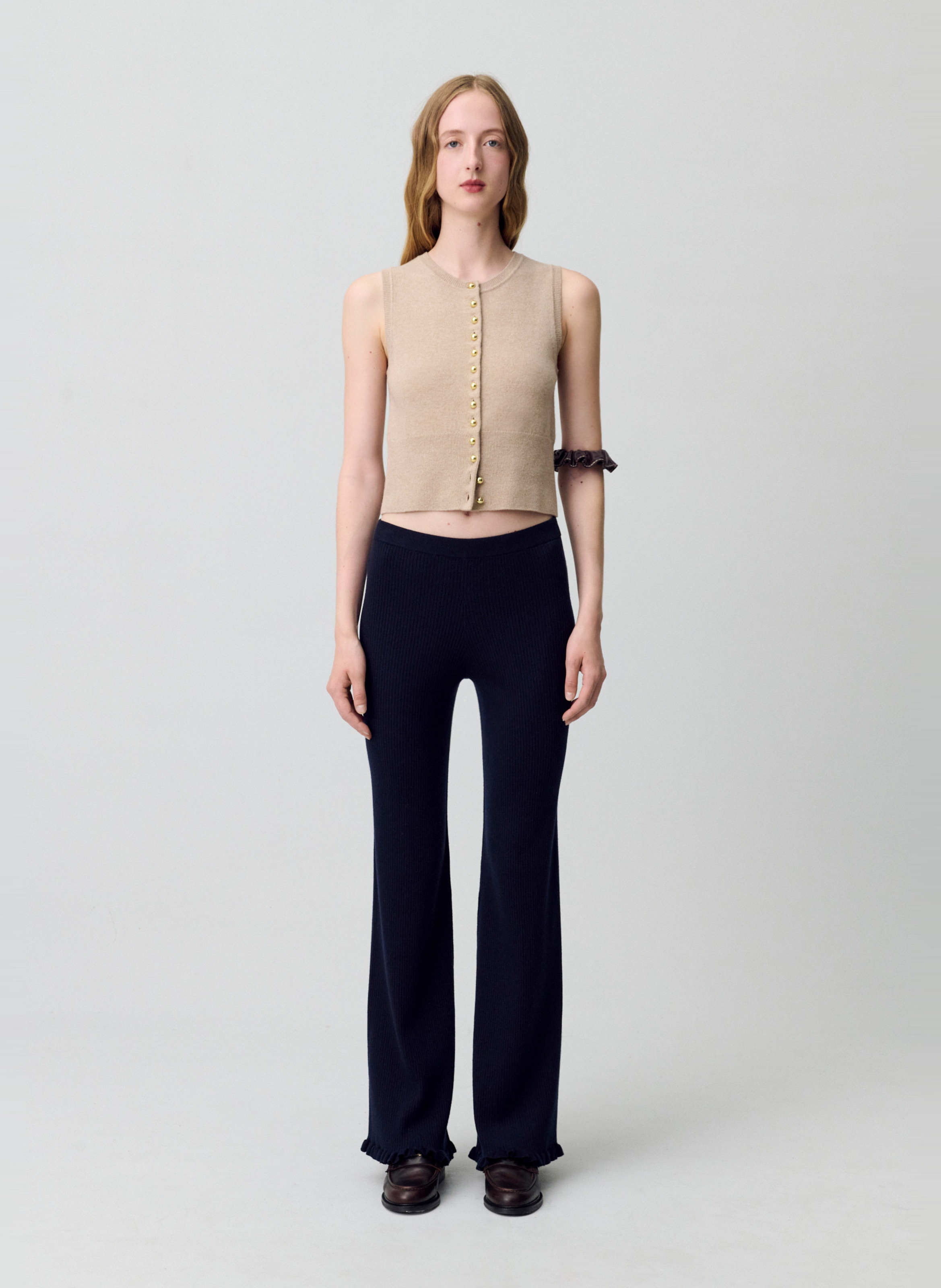 Pantalon flare en maille malona CLAUDIE PIERLOT Bleu