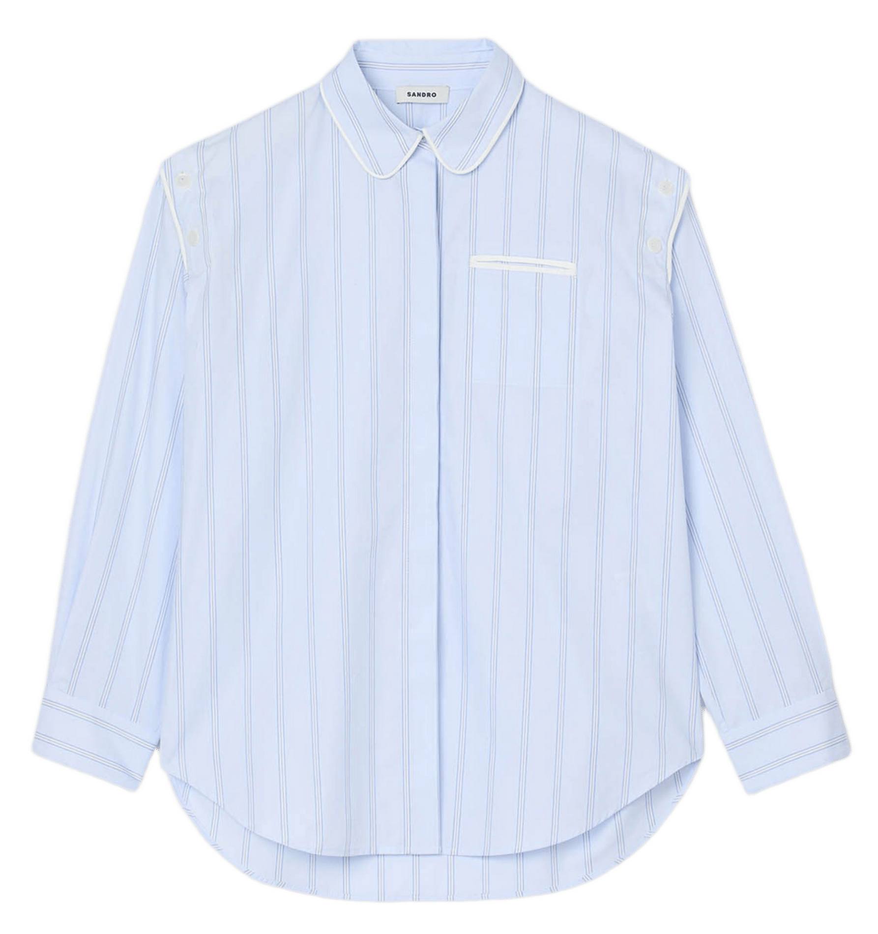 Chemise oversize col classique en coton rayé SANDRO Bleu