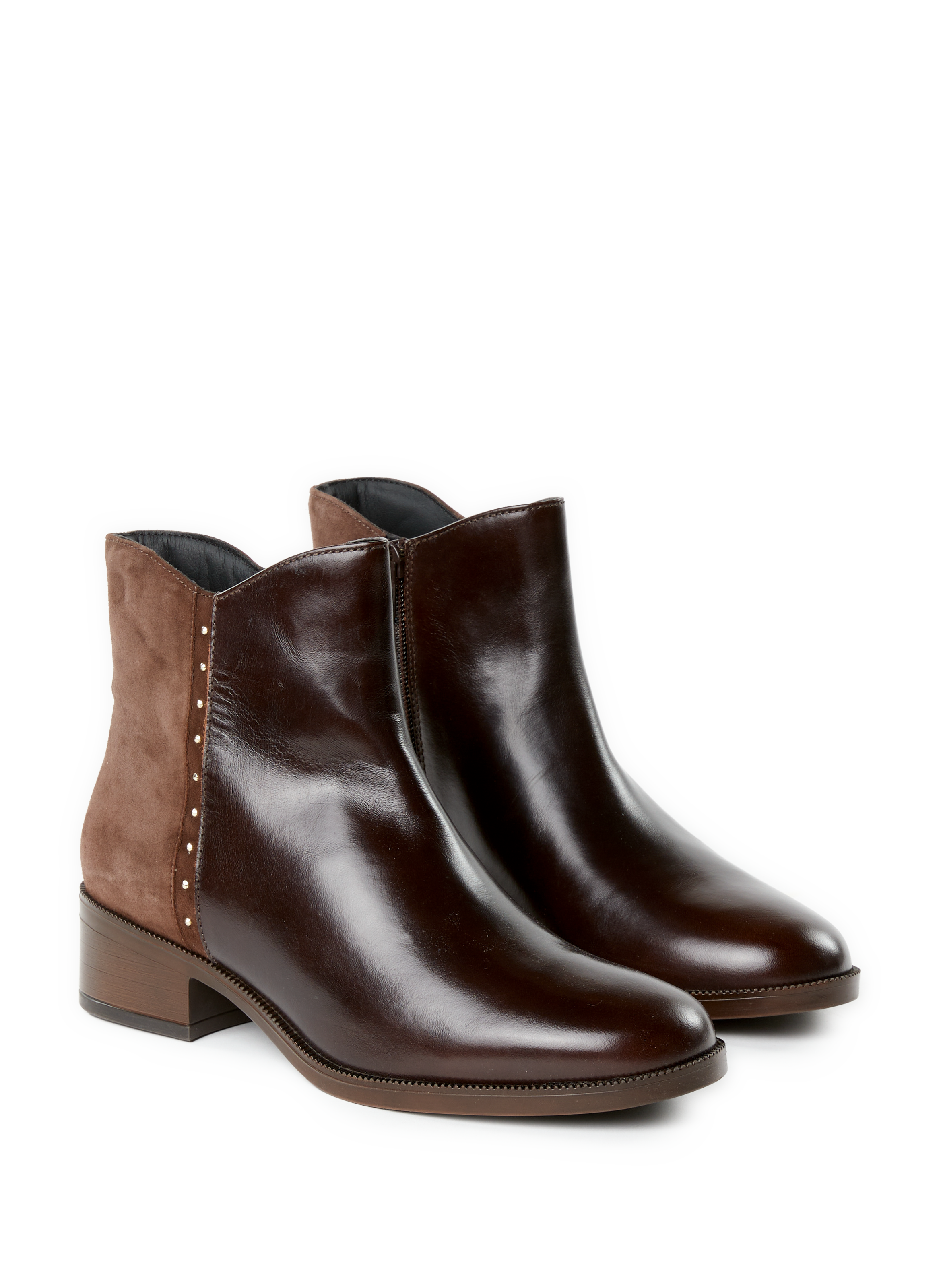 Bottines bi-matière en cuir GEOX Marron