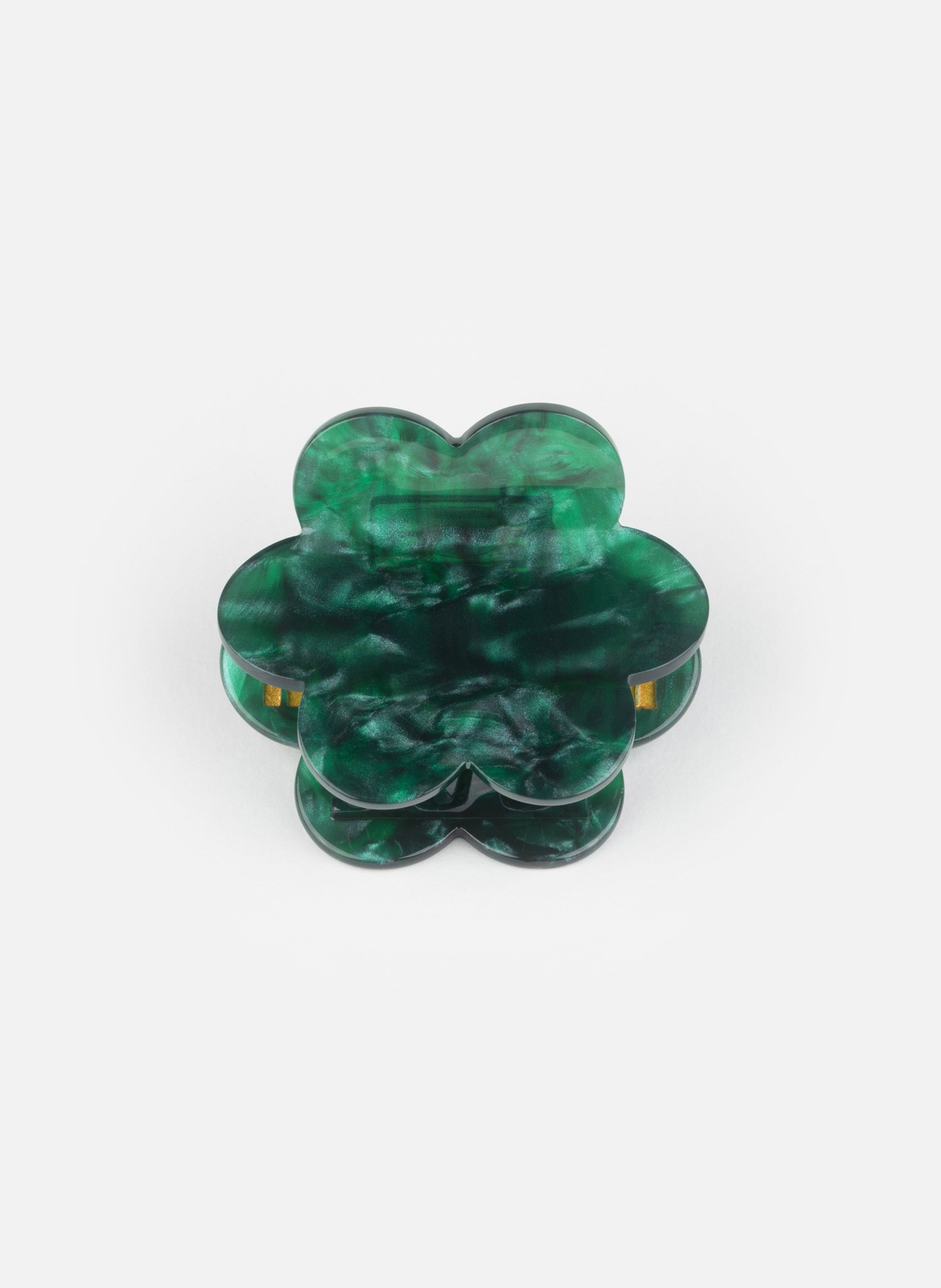Pince à cheveux fleurette en acétate de cellulose KURAGE GINZA Vert