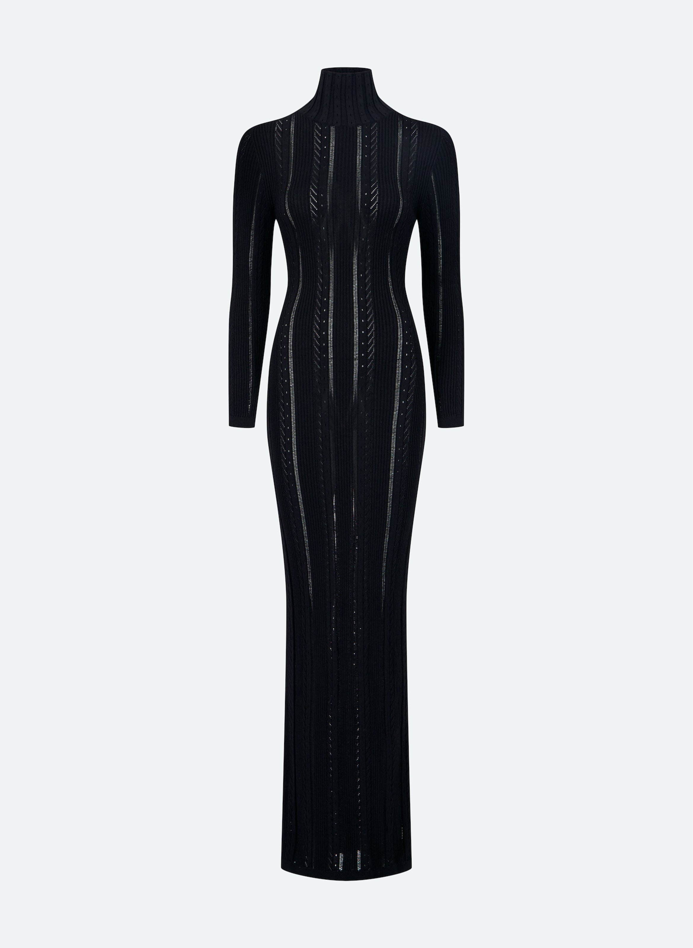 Robe longue tricotée à col roulé VAILLANT Noir